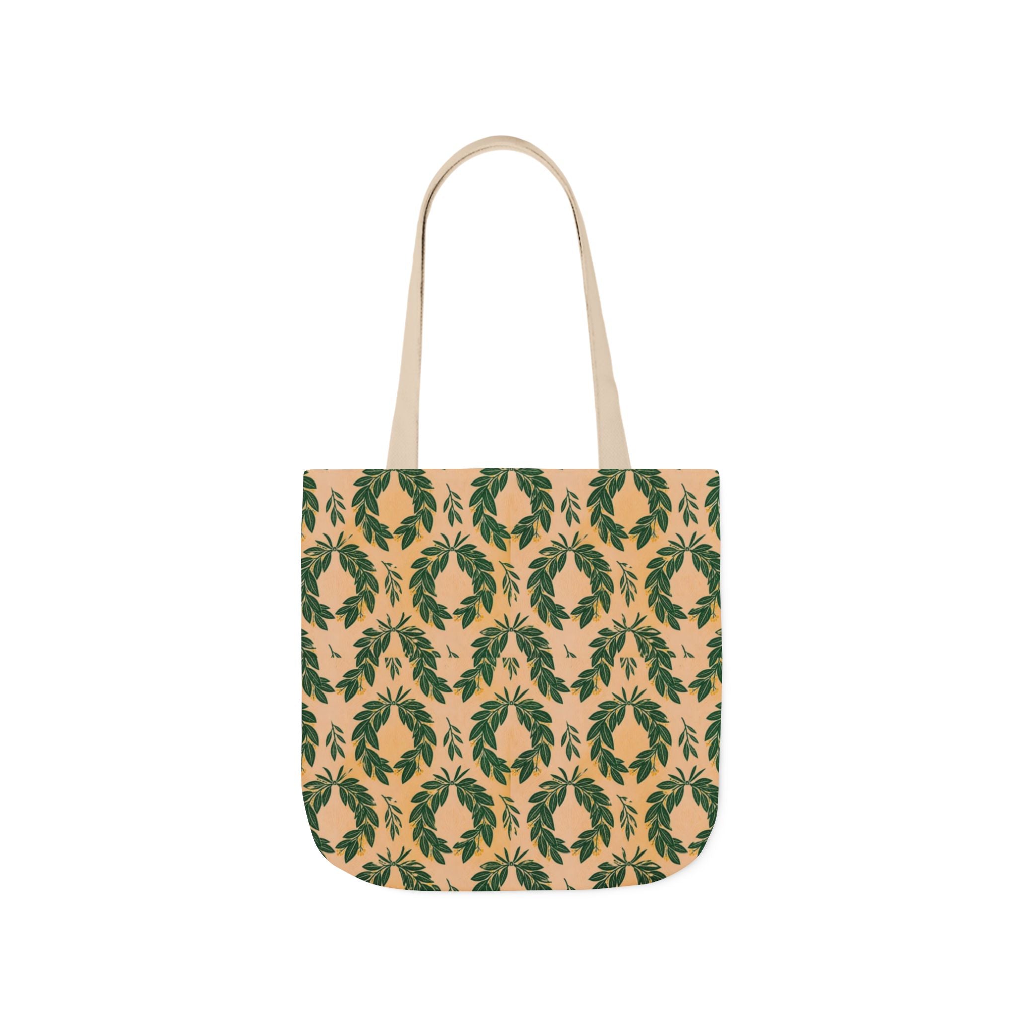 Bay Laurel Wreath Canvas Tote Bag Mediterranean Kitchen Linocut Design Italian Cottagecore Gift