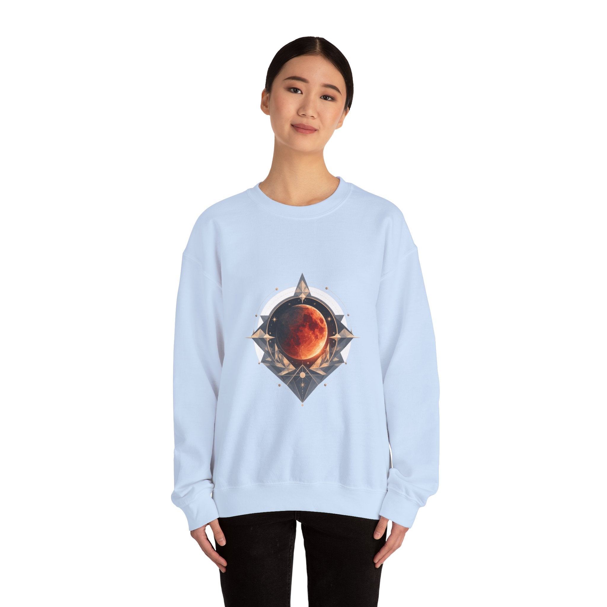 Matching Couple Sweatshirt - Solar & Lunar Eclipse Matching Couple Premium Fleece Sweatshirt Geometric Art His Hers Love Gift - Design B