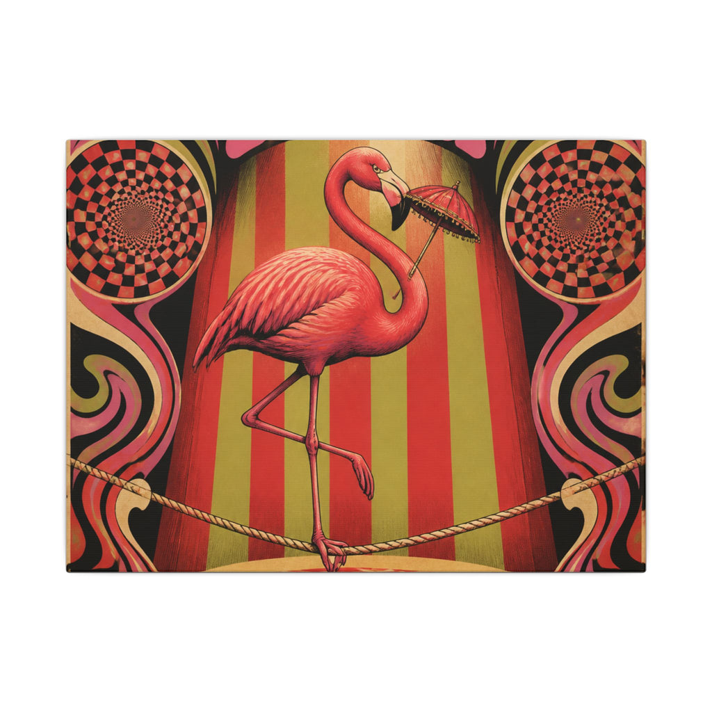 Flamingo Tightrope Wall Art Canvas 16×20 Psychedelic Cafe Decor Maximalist Print