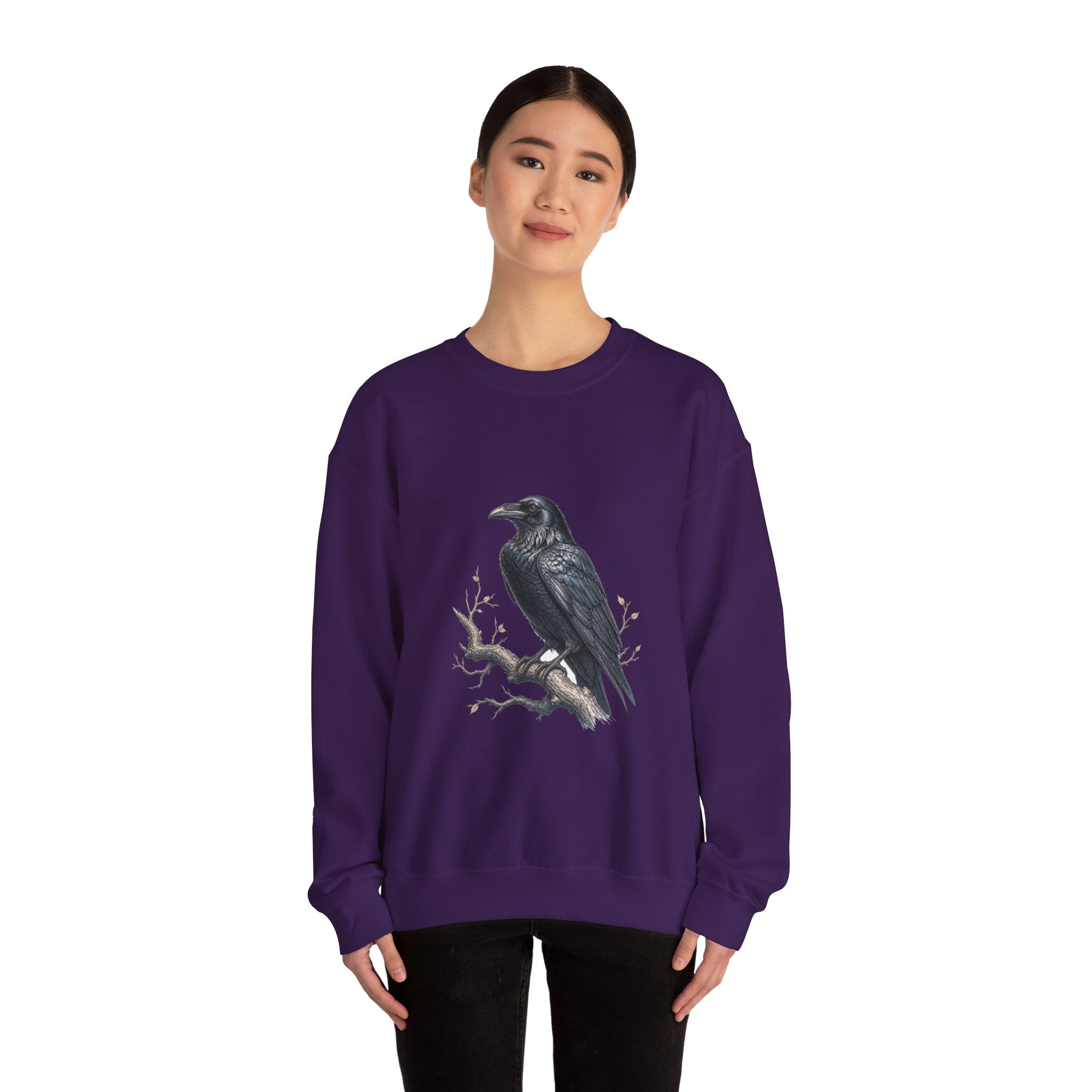 Matching Couple Sweatshirt - Raven & Swan Matching Couple Premium Fleece Sweatshirt Hand-Drawn Art His Hers Anniversary Gift - Design A