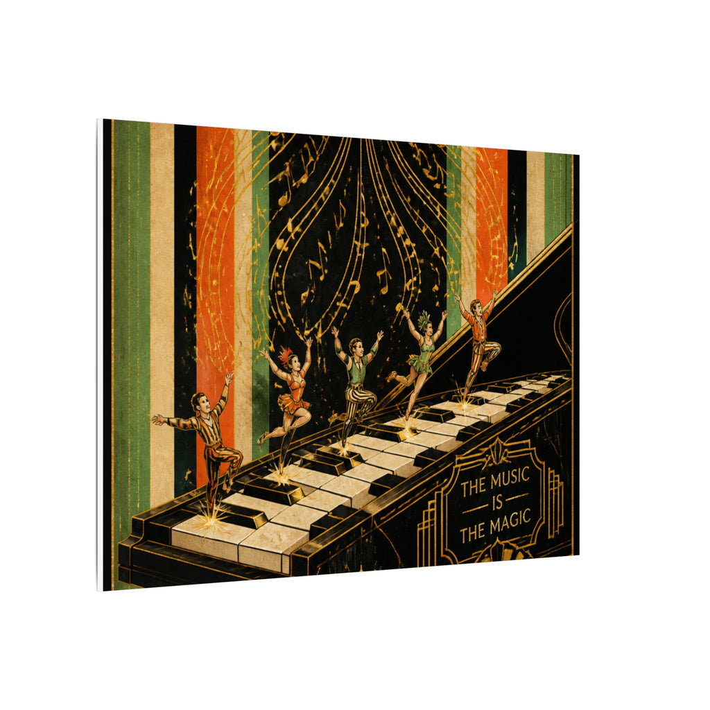 Grand Piano Acrobats Wall Art Canvas 16×20 Art Deco Entryway Decor Maximalist Print