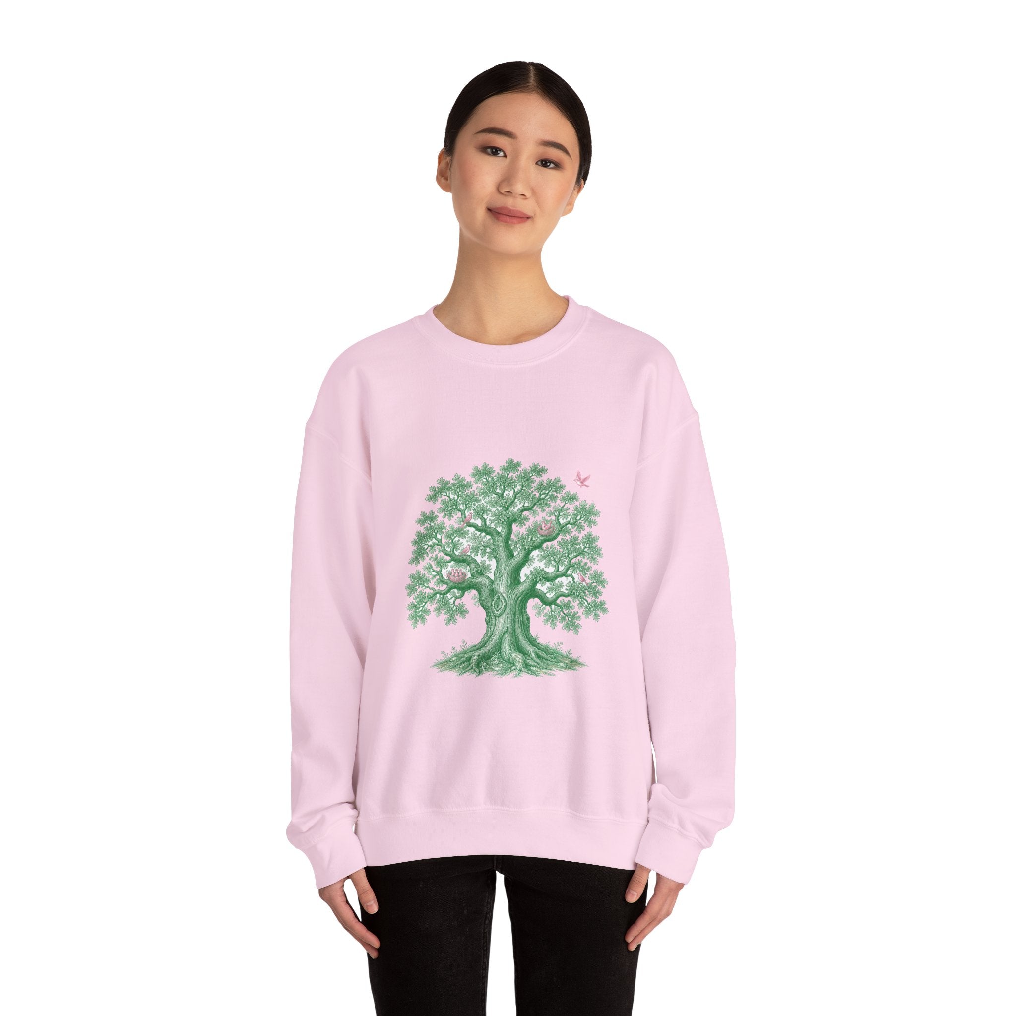 Matching Couple Sweatshirt - Ancient Oak & Deep Roots Matching Couple Crewneck Sweatshirt Vintage Art His Hers Wedding Gift - Design A