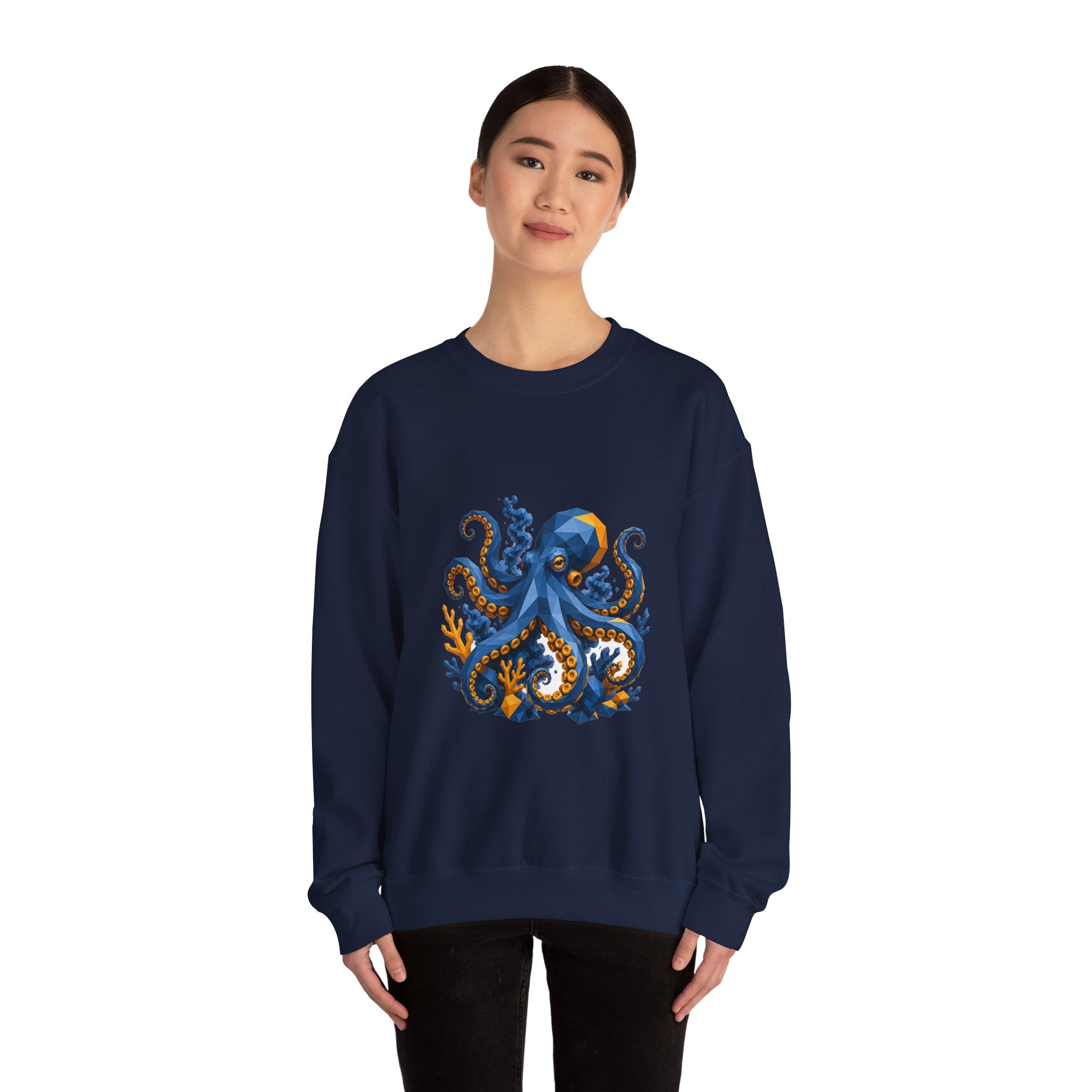 Matching Couple Sweatshirt - Octopus & Jellyfish Matching Couple Comfort Colors Crew Geometric Art His Hers Love Gift - Design A