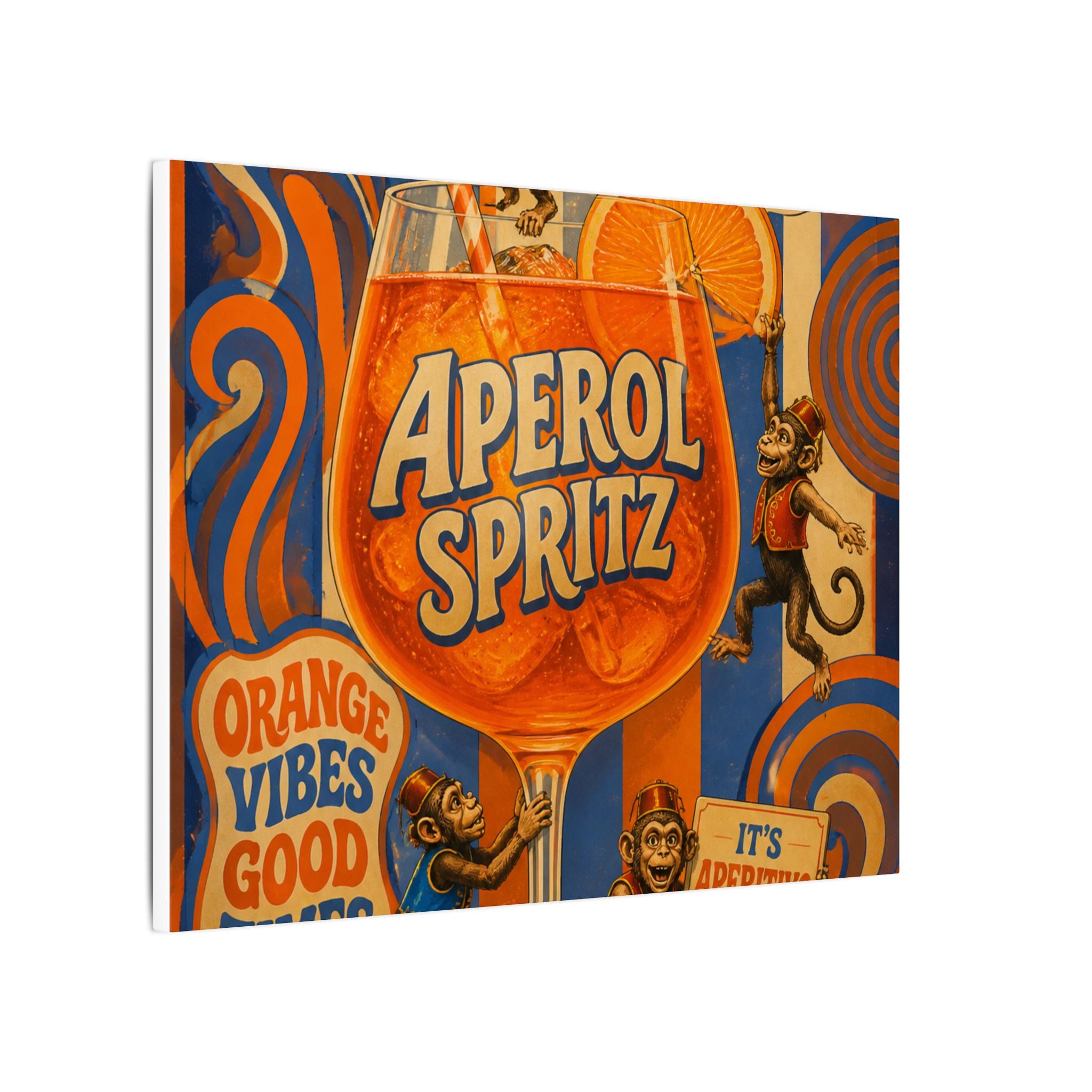 Aperol Spritz Monkeys Wall Art Canvas 24×36 Psychedelic Dining Room Decor Maximalist Print