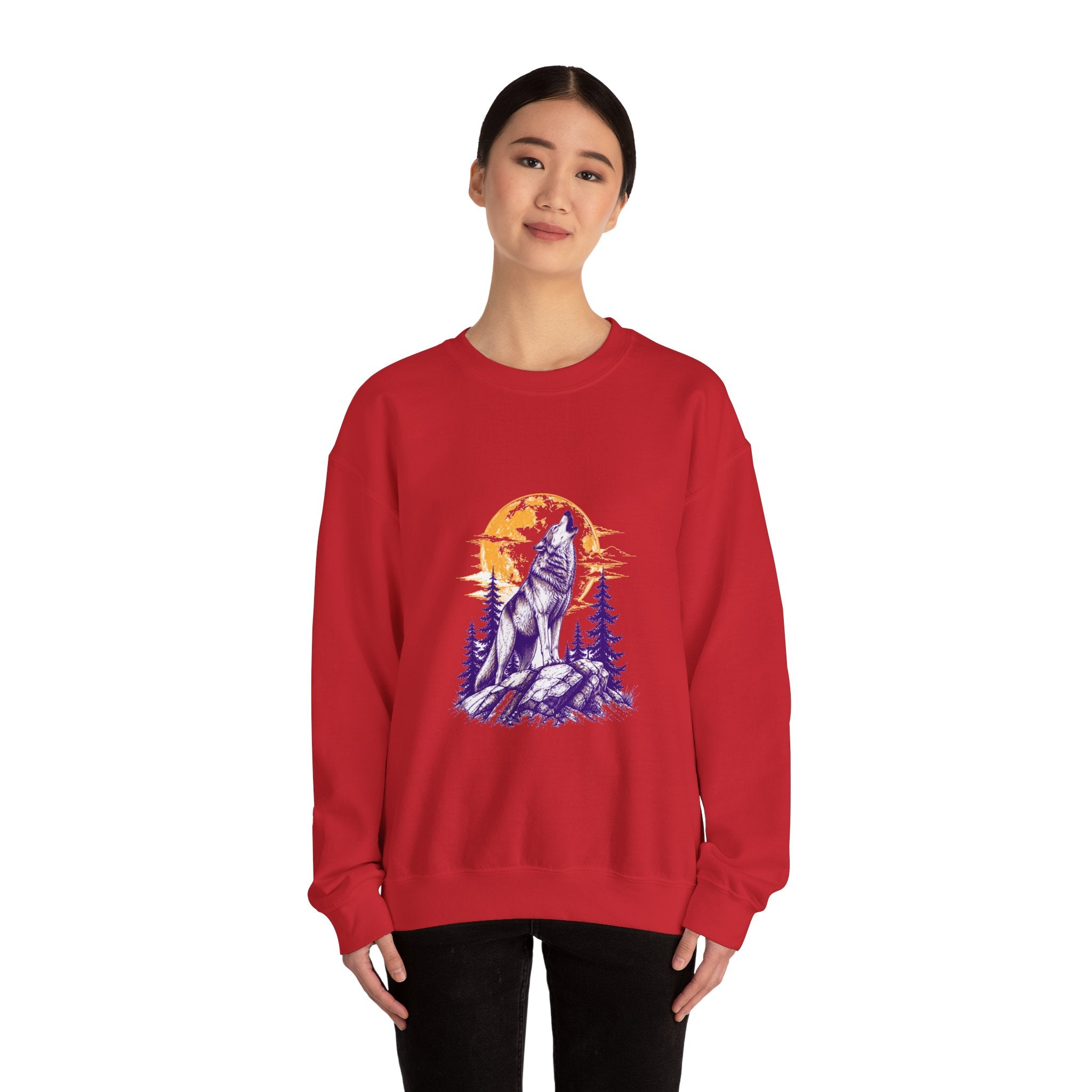 Matching Couple Sweatshirt - Wolf & Dove Matching Couple Crewneck Sweatshirt Hand-Drawn Art His Hers Best Friend Gift - Design A