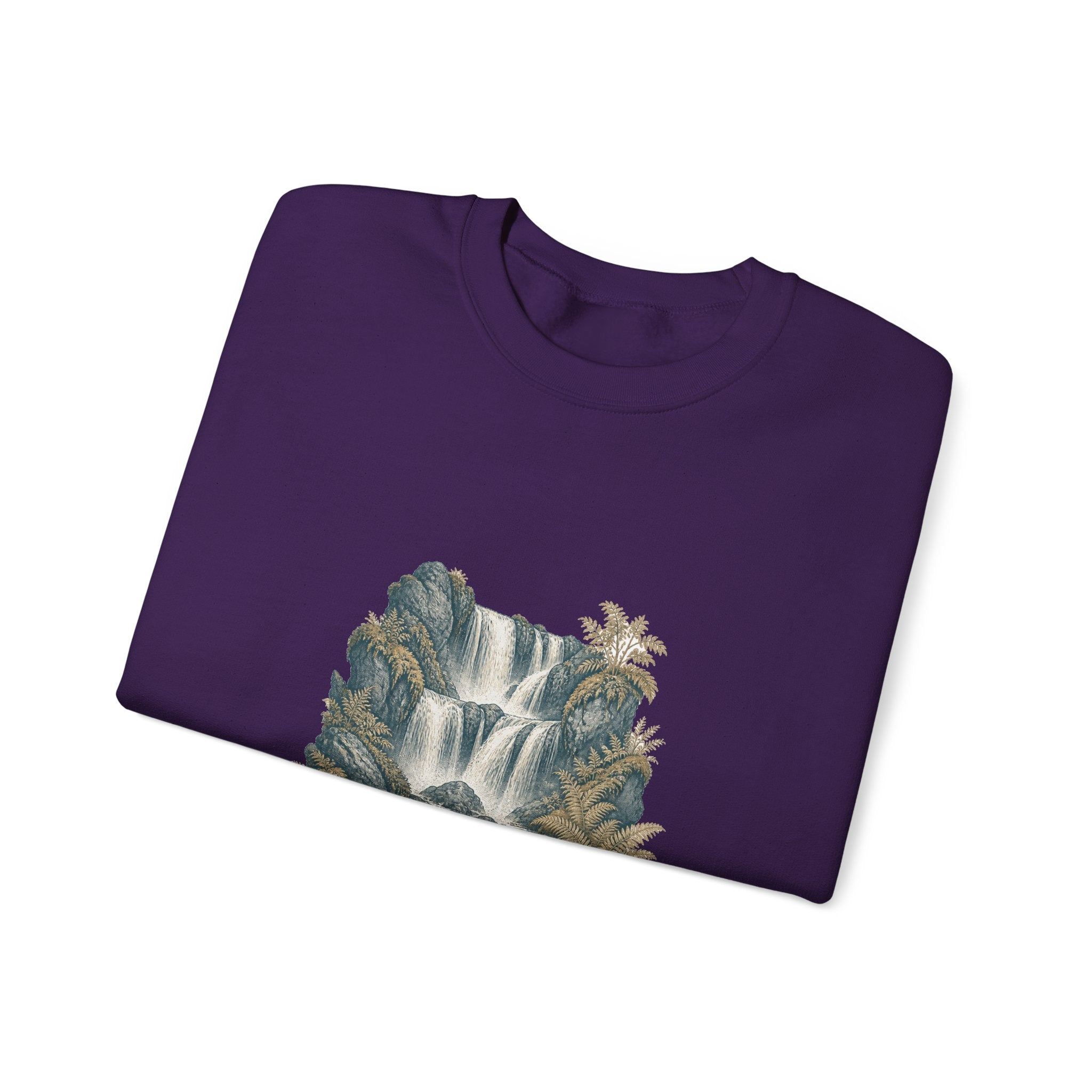 Matching Couple Sweatshirt - Wildfire & Waterfall Matching Couple Crewneck Sweatshirt Vintage Art His Hers Wedding Gift - Design B