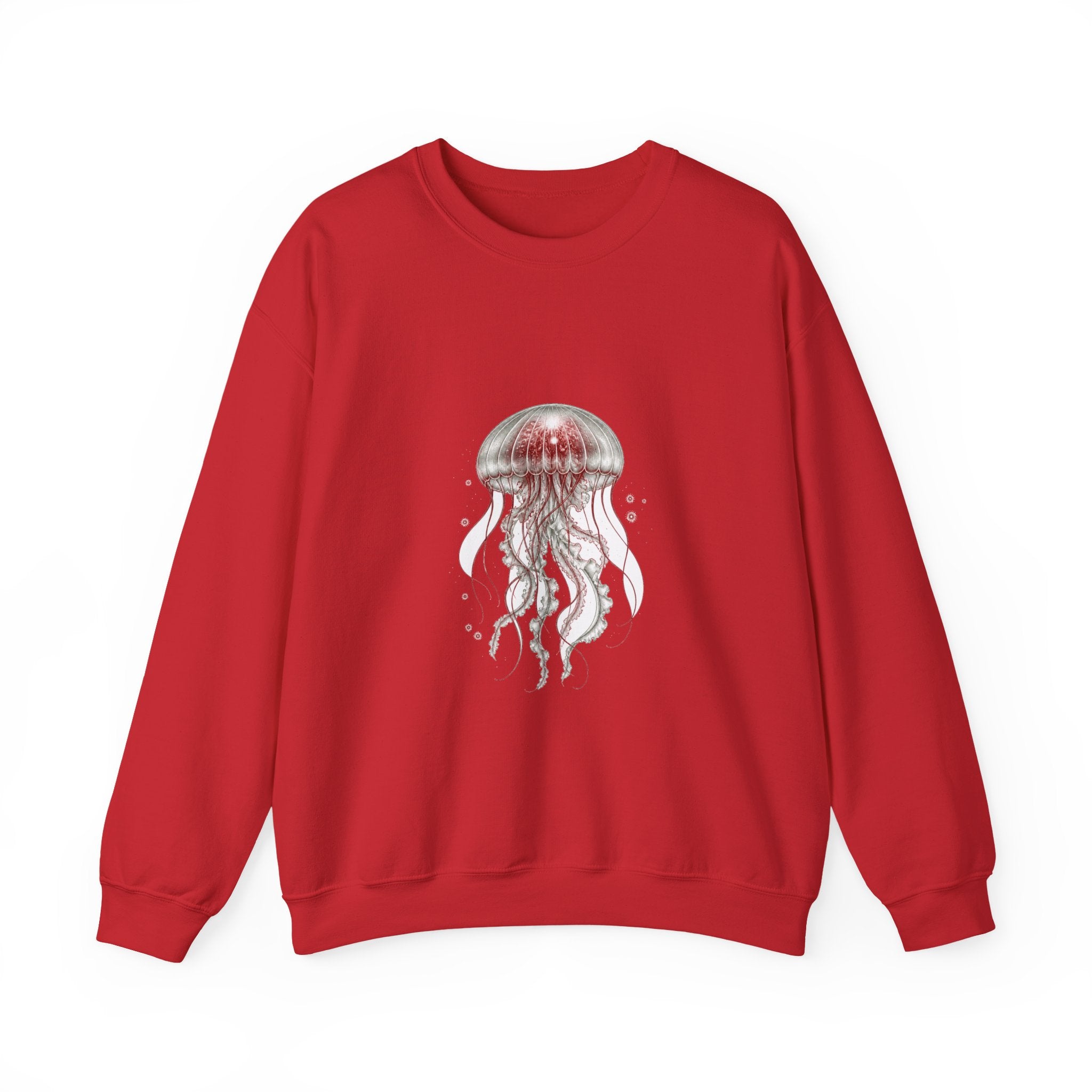 Matching Couple Sweatshirt - Octopus & Jellyfish Matching Couple Crewneck Sweatshirt Vintage Art His Hers Wedding Gift - Design B