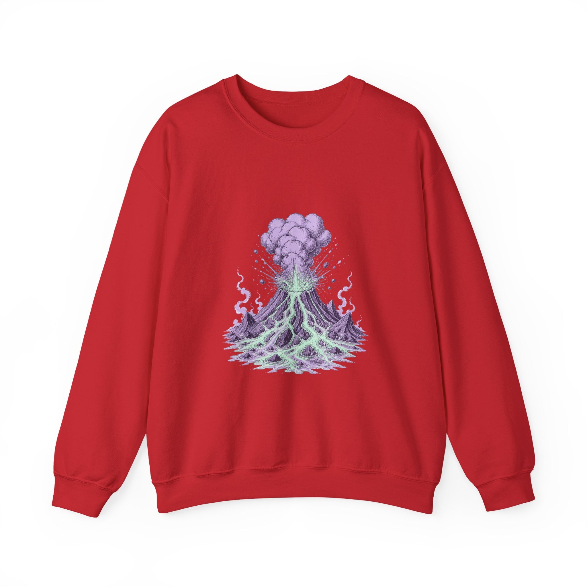 Matching Couple Sweatshirt - Volcano & Glacier Matching Couple Premium Fleece Sweatshirt Hand-Drawn Art His Hers Anniversary Gift - Design A