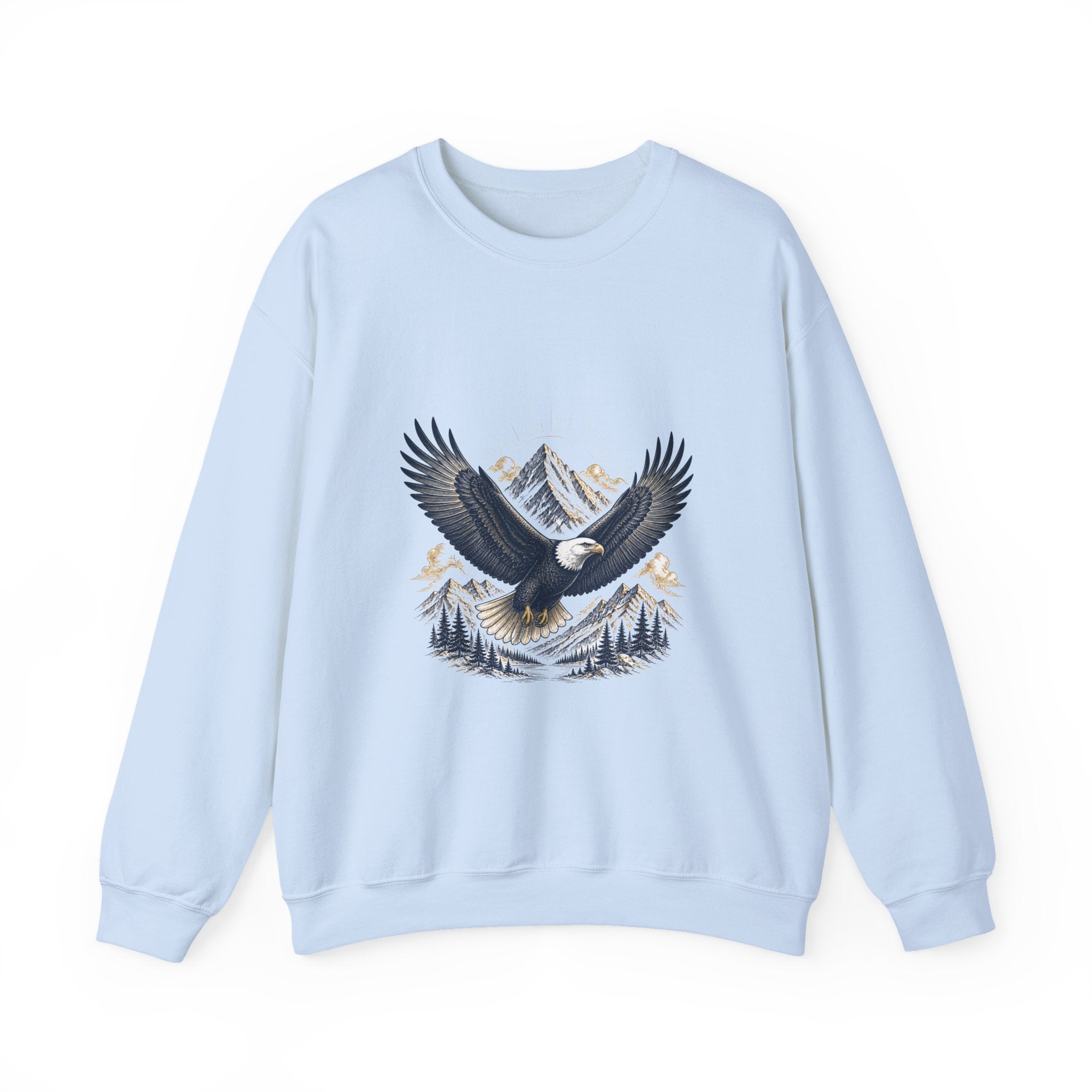 Matching Couple Sweatshirt - Eagle & Whale Matching Couple Crewneck Sweatshirt Vintage Art His Hers Wedding Gift - Design A