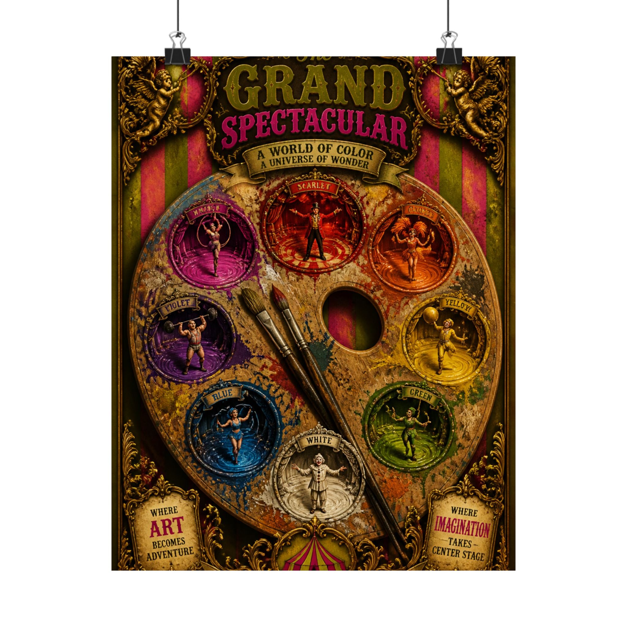 Paint Palette Stage Wall Art Poster 18×24 Baroque Home Office Decor Maximalist Print