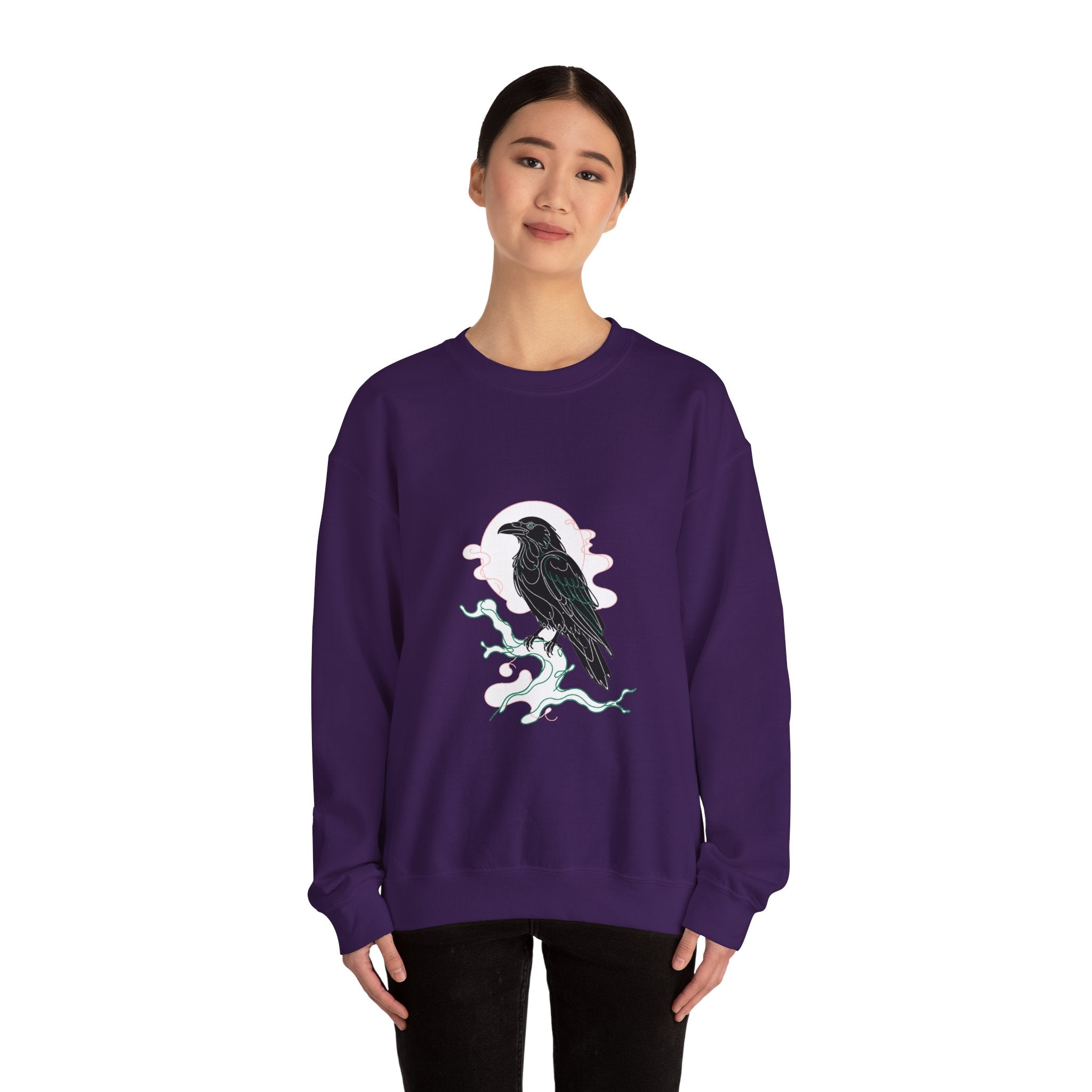 Matching Couple Sweatshirt - Raven & Swan Matching Couple Crewneck Sweatshirt Minimalist Art His Hers Valentine Gift - Design A