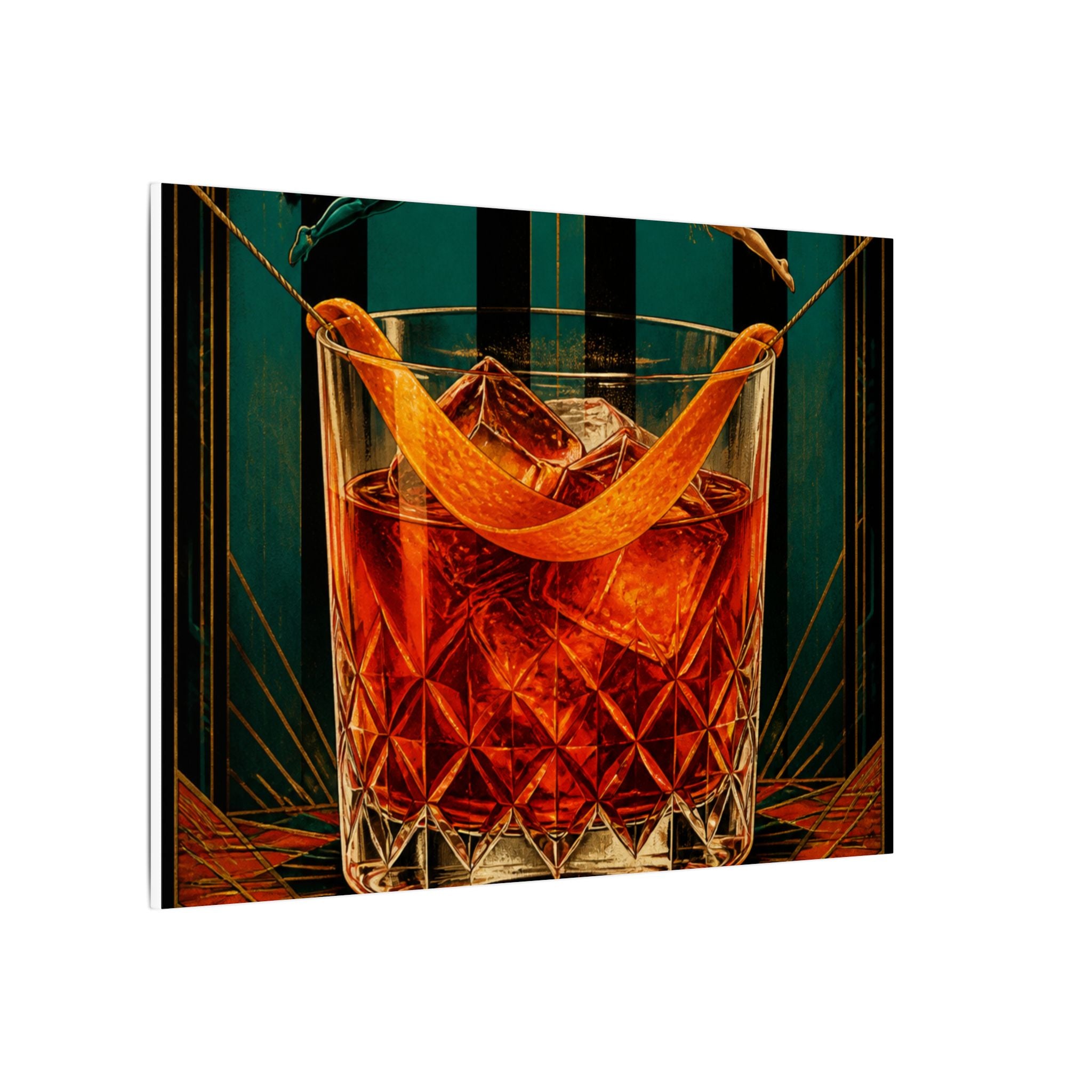 Negroni Trapeze Act Wall Art Canvas 24×36 Art Deco Bar Area Decor Maximalist Print