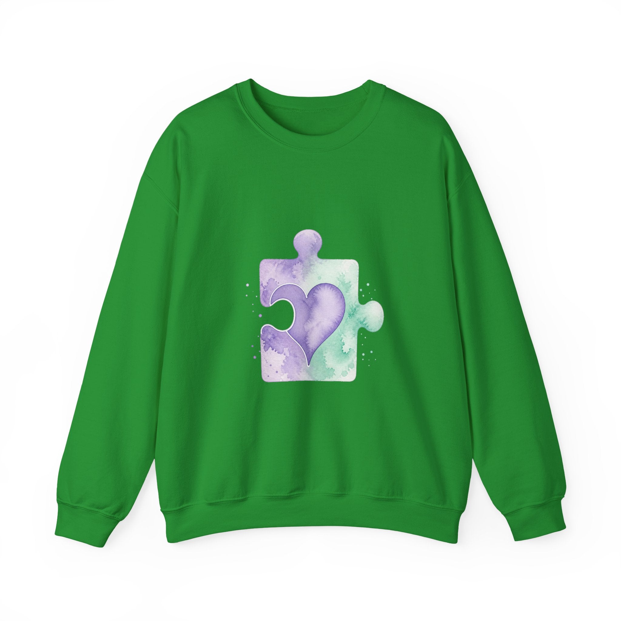 Matching Couple Sweatshirt - Puzzle Pieces Matching Couple Comfort Colors Crew Watercolor Art His Hers Birthday Gift - Design B