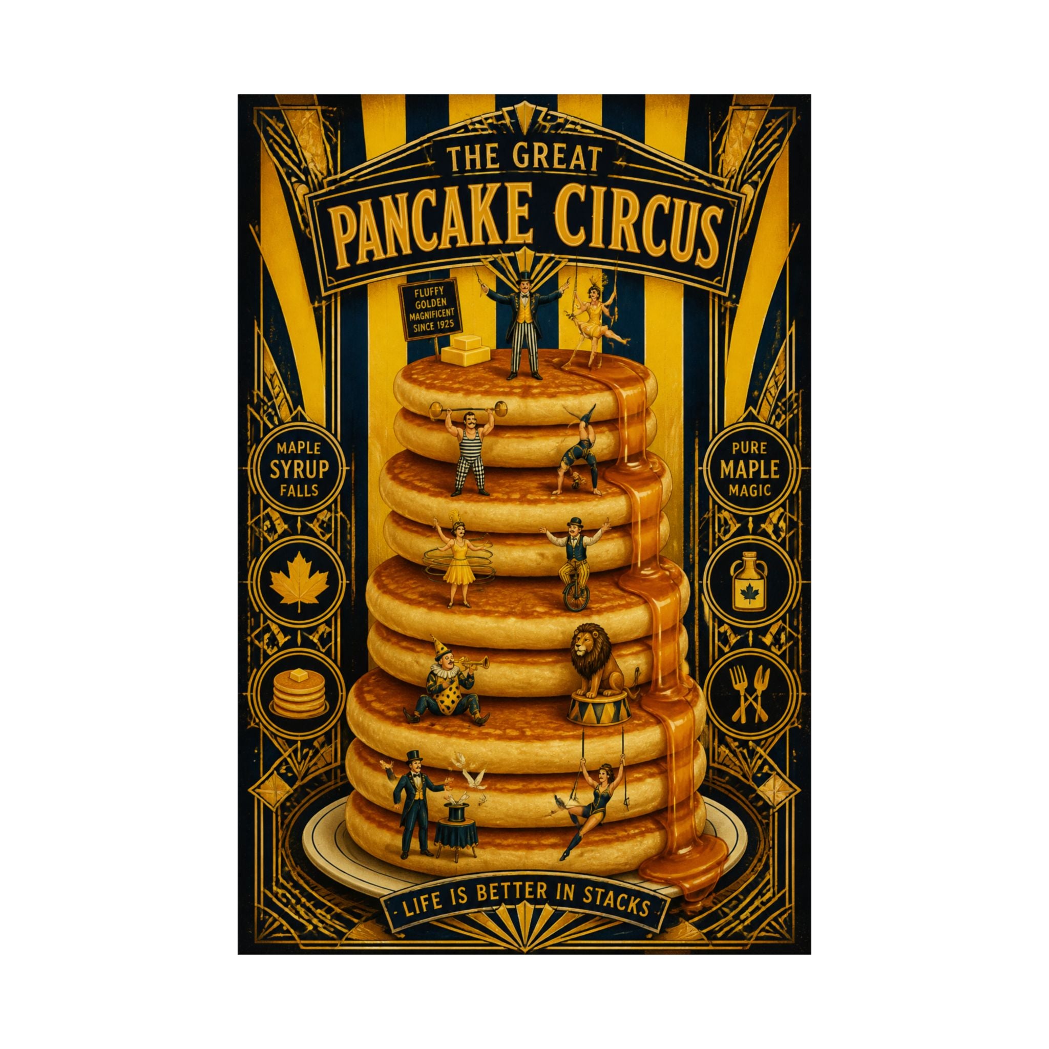 Pancake Stack Platform Wall Art Poster 24×36 Art Deco Bar Area Decor Maximalist Print