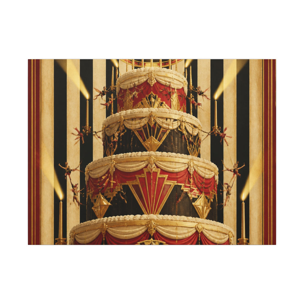 Birthday Cake Trapeze Wall Art Canvas 16×20 Art Deco Entryway Decor Maximalist Print
