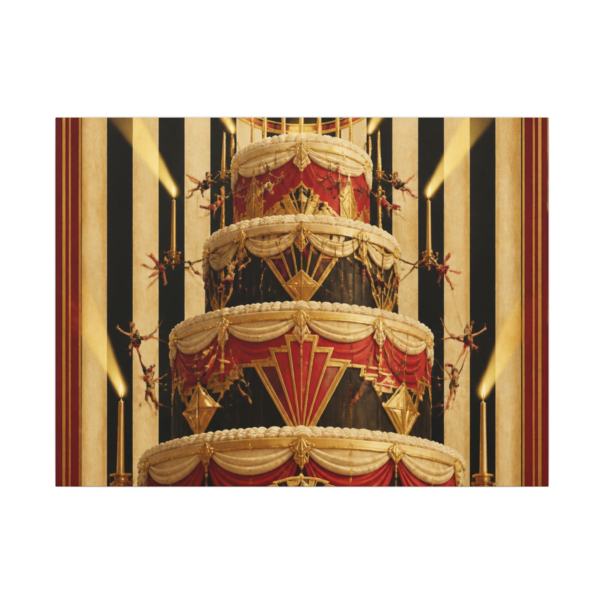 Birthday Cake Trapeze Wall Art Canvas 16×20 Art Deco Entryway Decor Maximalist Print