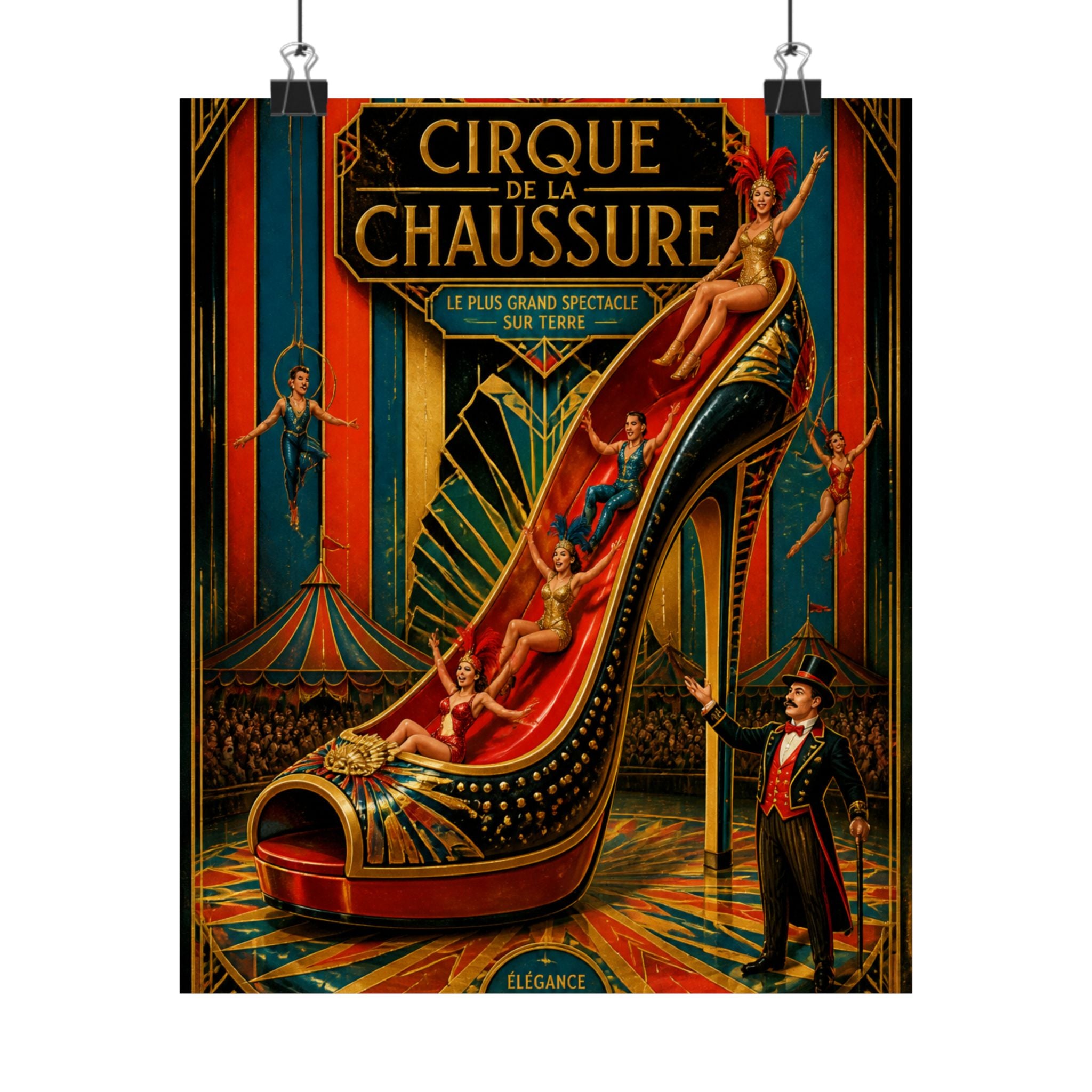 High Heel Slide Wall Art Poster 18×24 Art Deco Entryway Decor Maximalist Print