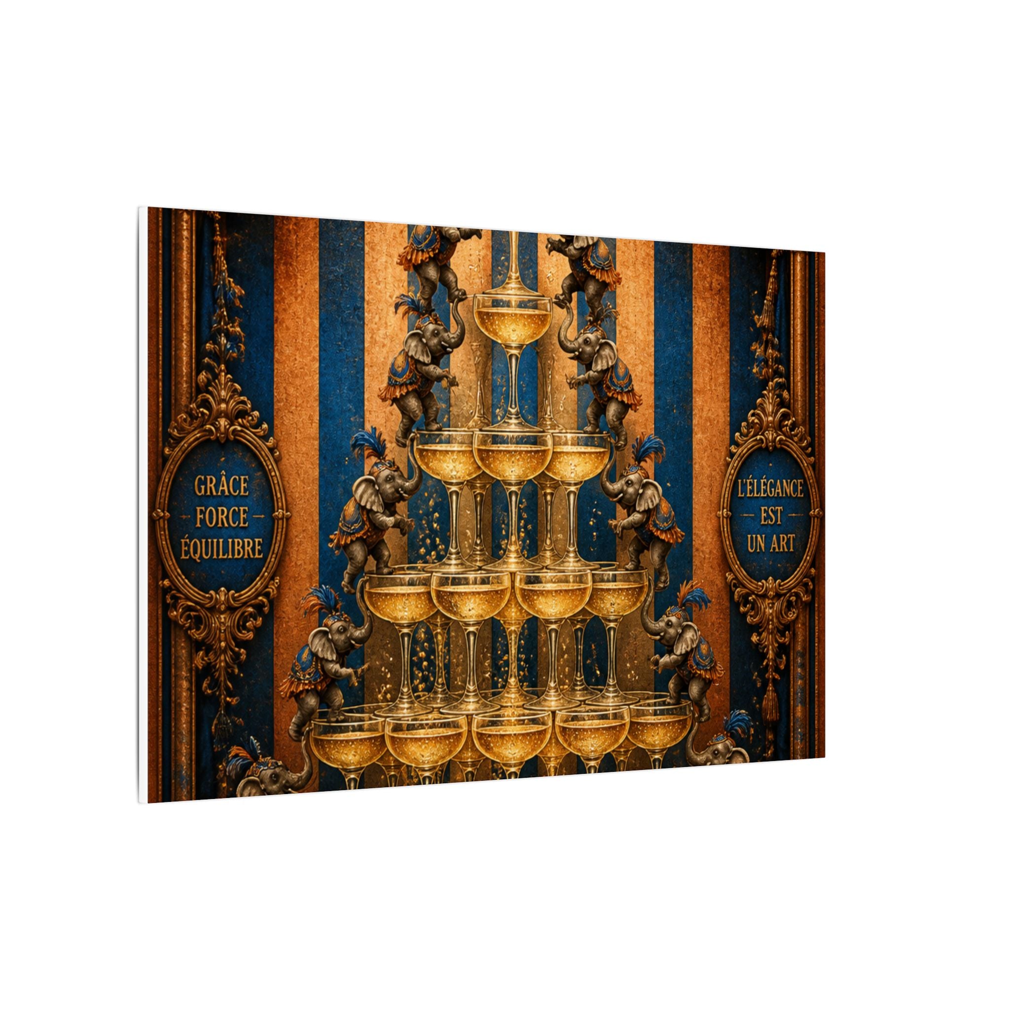Champagne Tower Elephants Wall Art Canvas 24×36 Baroque Studio Decor Maximalist Print