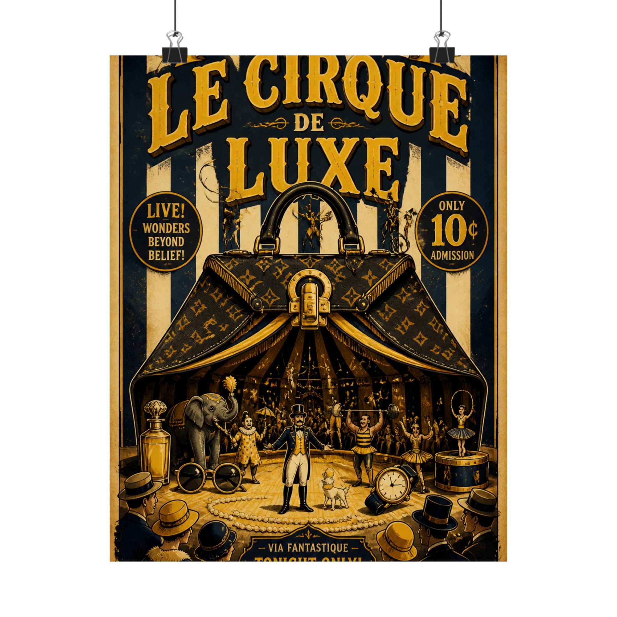 Handbag Big Top Wall Art Poster 24×36 Vintage Circus Bedroom Decor Maximalist Print