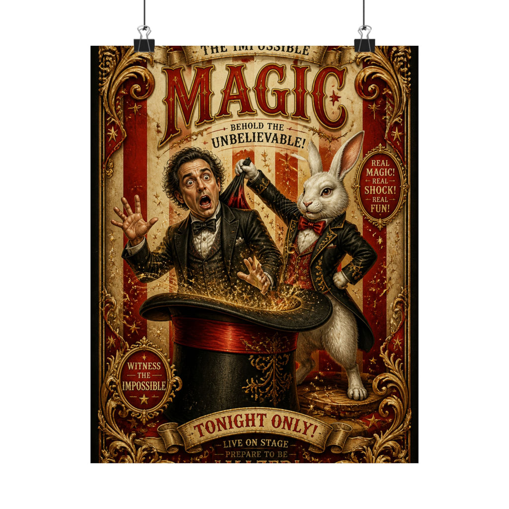 Magic Hat Rabbit Wall Art Poster 24×36 Baroque Studio Decor Maximalist Print