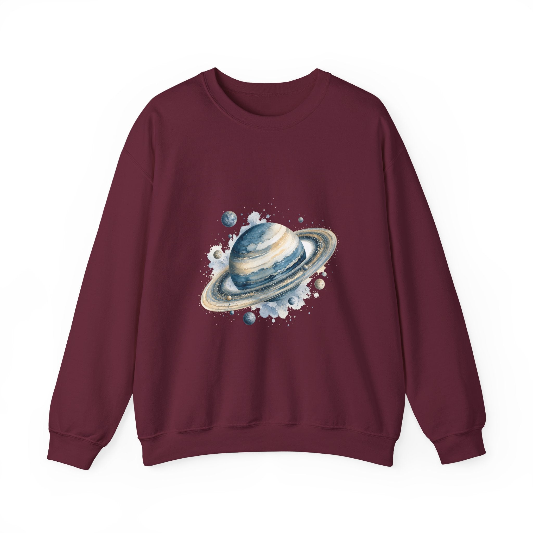 Matching Couple Sweatshirt - Astronaut & Planet Matching Couple Crewneck Sweatshirt Watercolor Art His Hers Engagement Gift - Design B