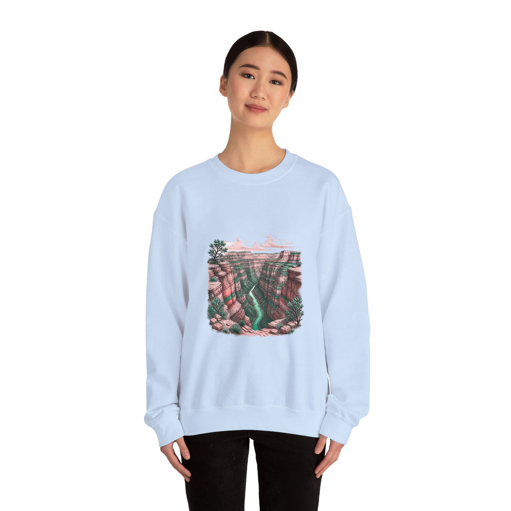 Matching Couple Sweatshirt - Lavender Fields & Canyon Matching Couple Comfort Colors Crew Hand-Drawn Art His Hers Anniversary Gift - Design B
