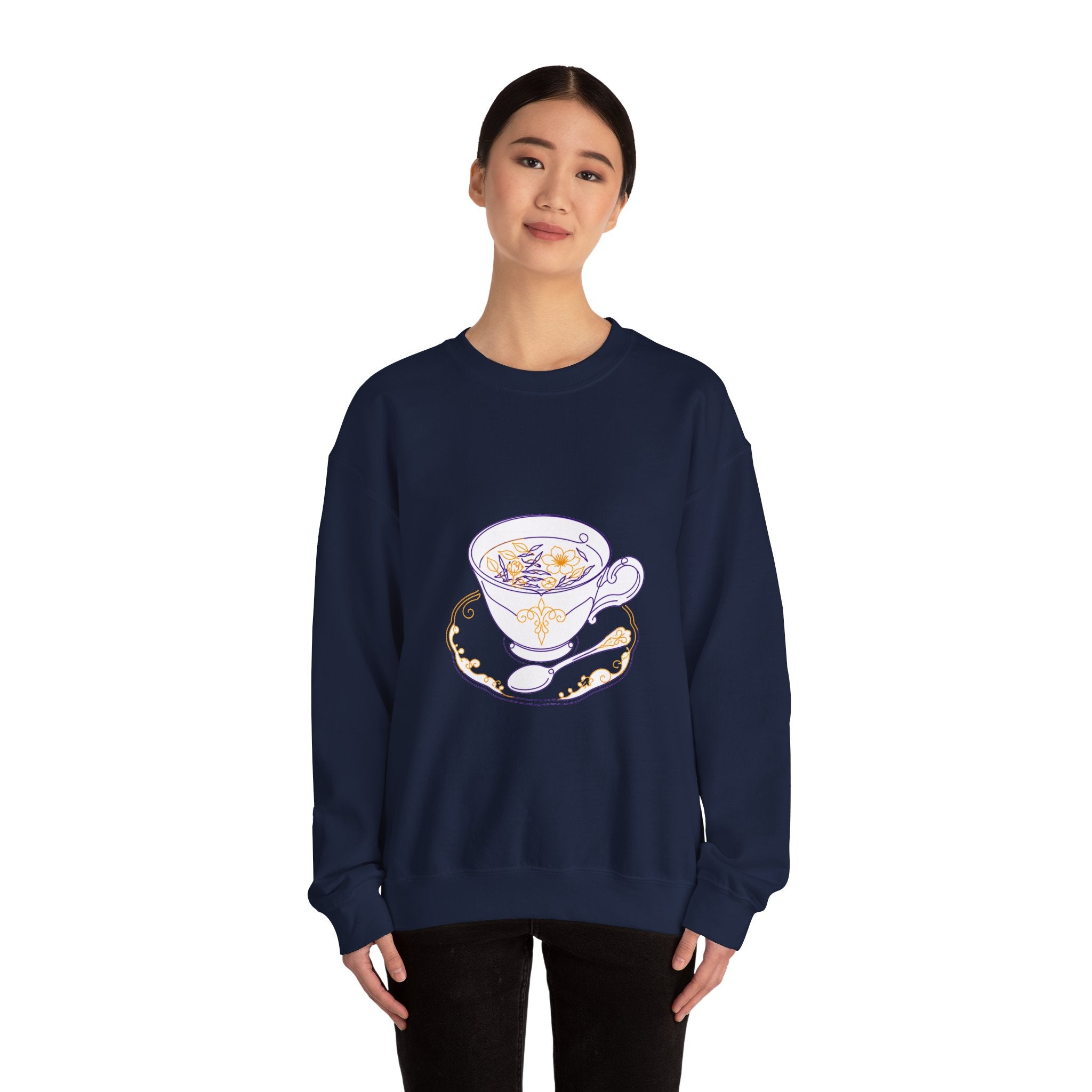 Matching Couple Sweatshirt - Coffee & Tea Matching Couple Crewneck Sweatshirt Minimalist Art His Hers Valentine Gift - Design B