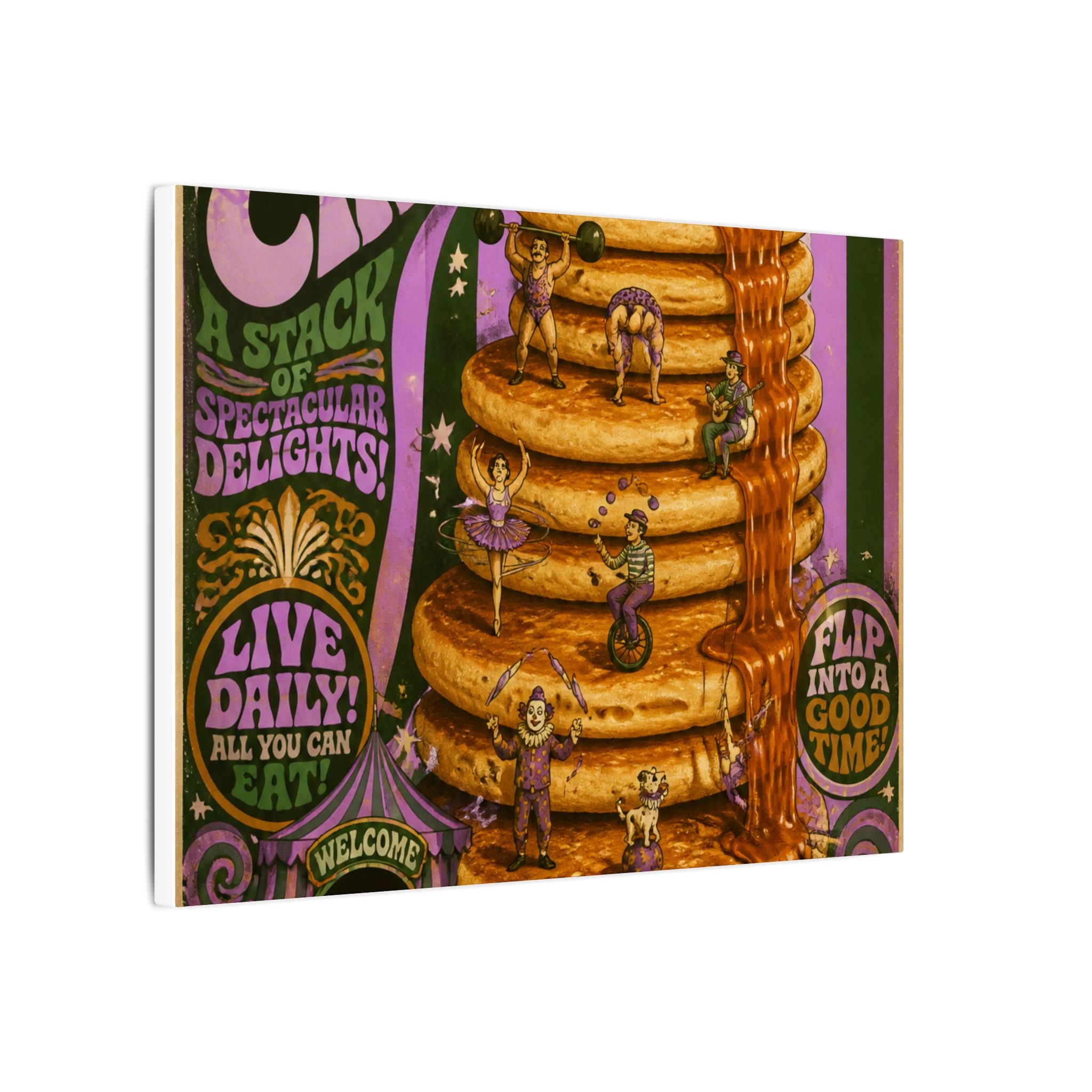 Pancake Stack Platform Wall Art Canvas 16×20 Psychedelic Cafe Decor Maximalist Print