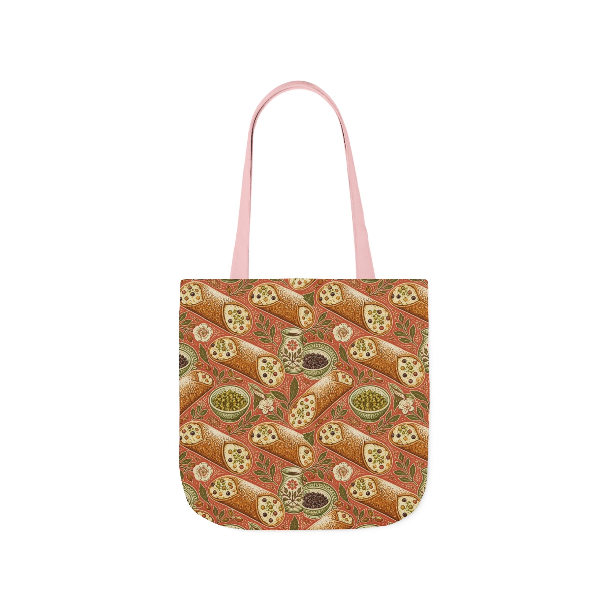 Sicilian Cannoli Canvas Tote Bag Mediterranean Kitchen Linocut Design Italian Cottagecore Gift