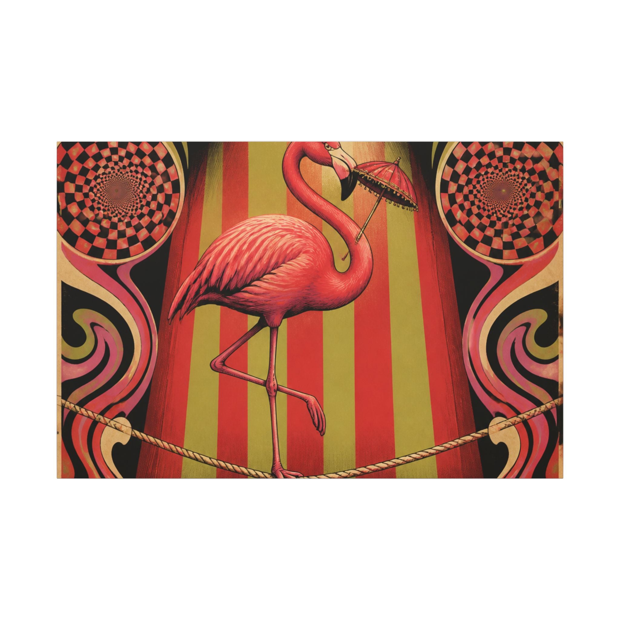 Flamingo Tightrope Wall Art Canvas 16×20 Psychedelic Cafe Decor Maximalist Print