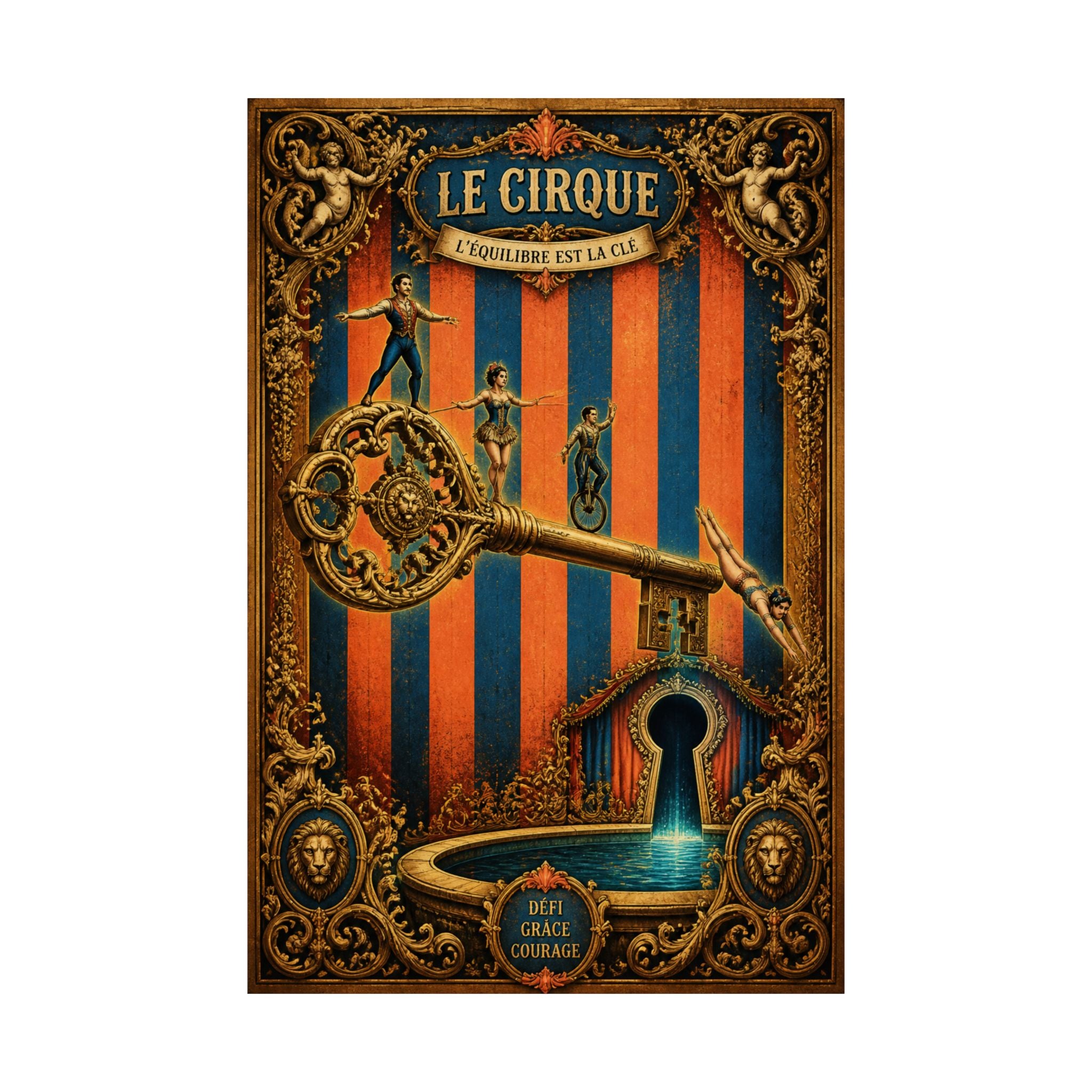 Giant Key Performance Wall Art Poster 18×24 Baroque Home Office Decor Maximalist Print
