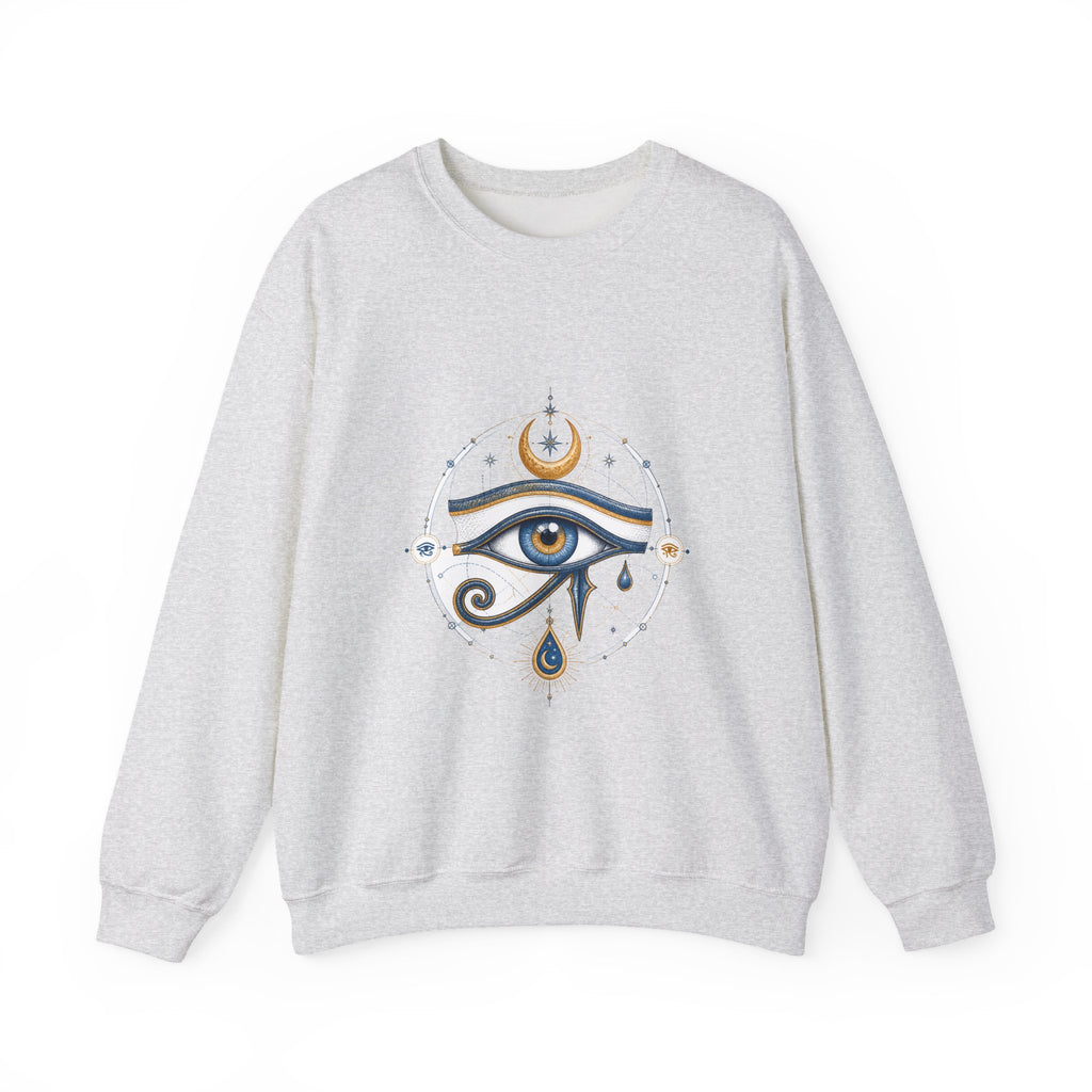 Matching Couple Sweatshirt - Eye of Ra & Horus Matching Couple Premium Fleece Sweatshirt Hand-Drawn Art His Hers Anniversary Gift - Design B