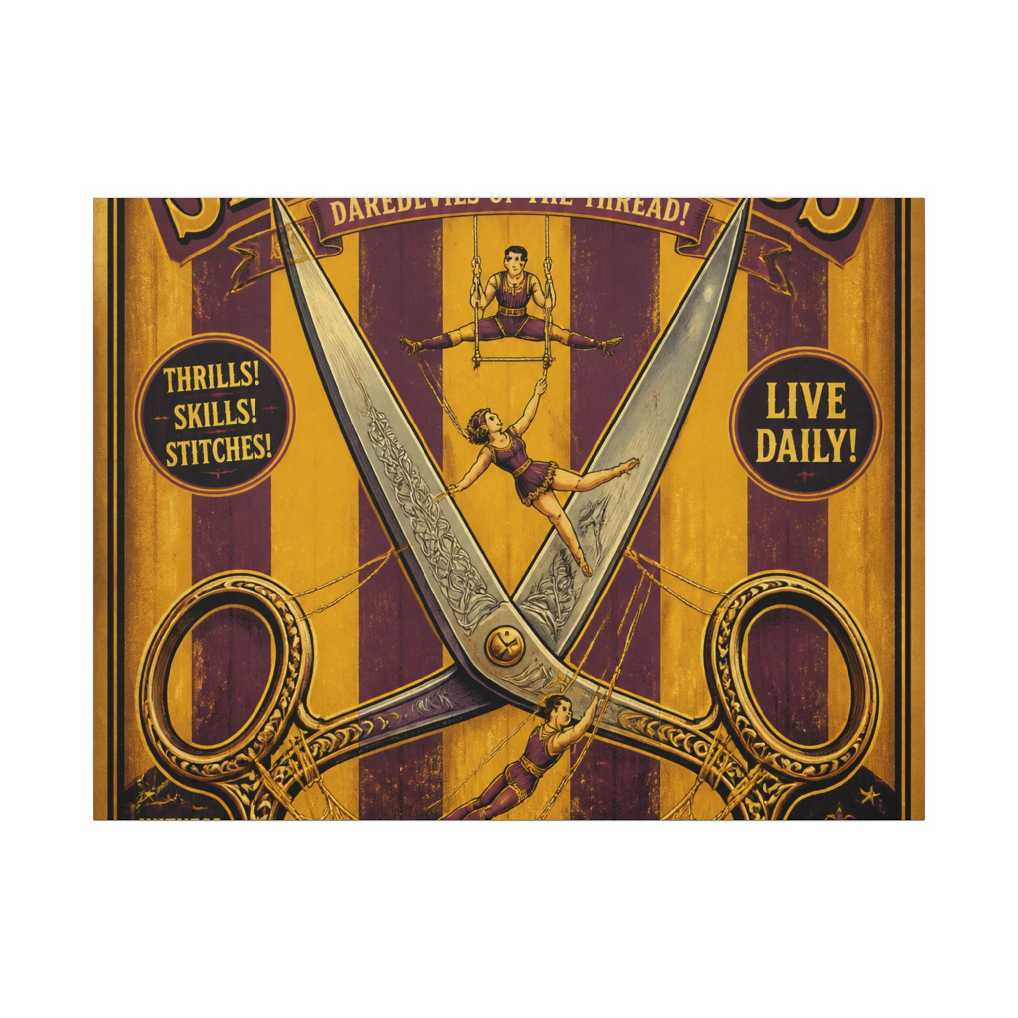 Giant Scissors Trapeze Wall Art Canvas 16×20 Vintage Circus Kitchen Decor Maximalist Print