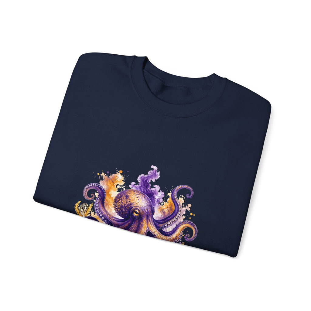 Matching Couple Sweatshirt - Octopus & Jellyfish Matching Couple Comfort Colors Crew Watercolor Art His Hers Birthday Gift - Design A
