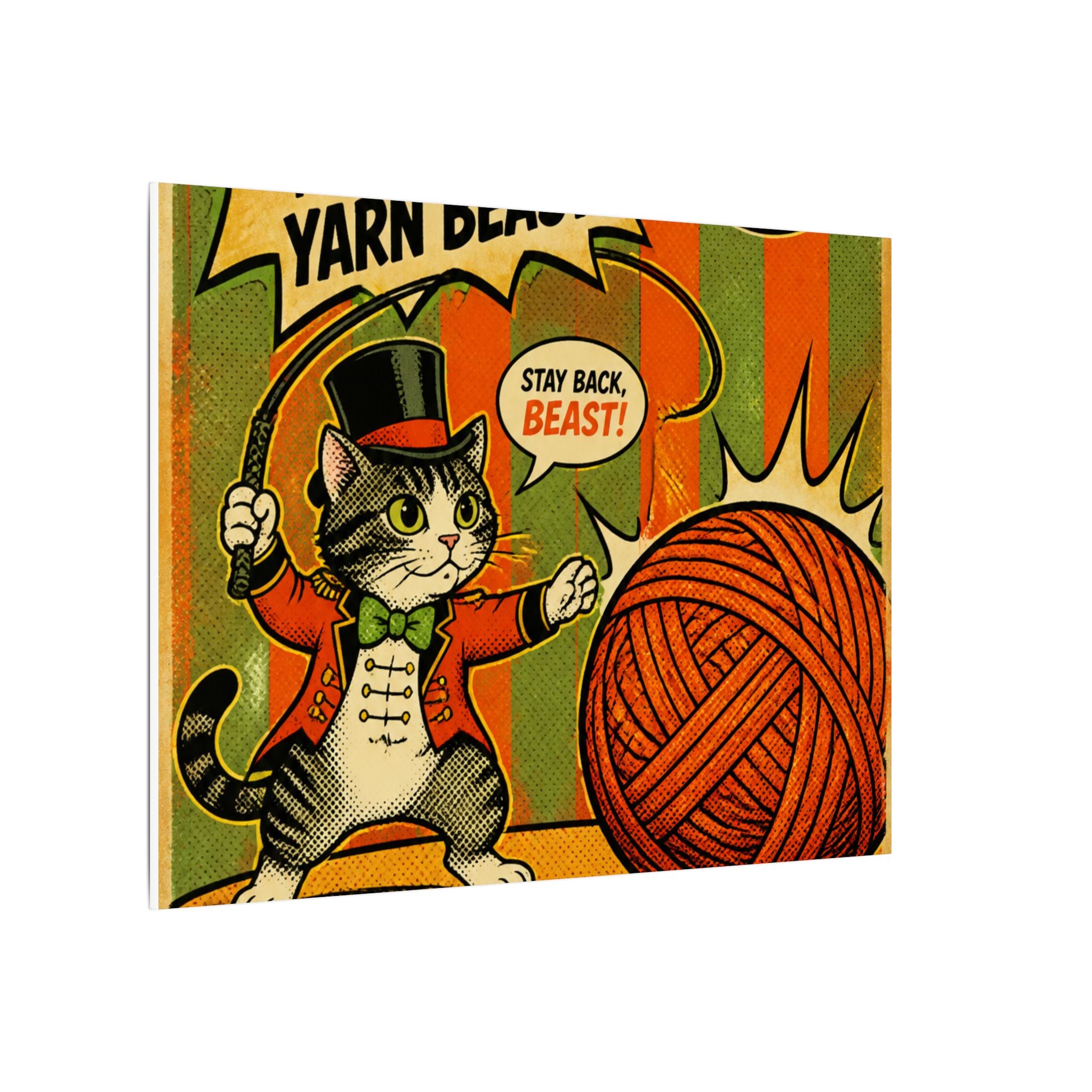 Cat Lion Tamer Wall Art Canvas 16×20 Pop Art Living Room Decor Maximalist Print