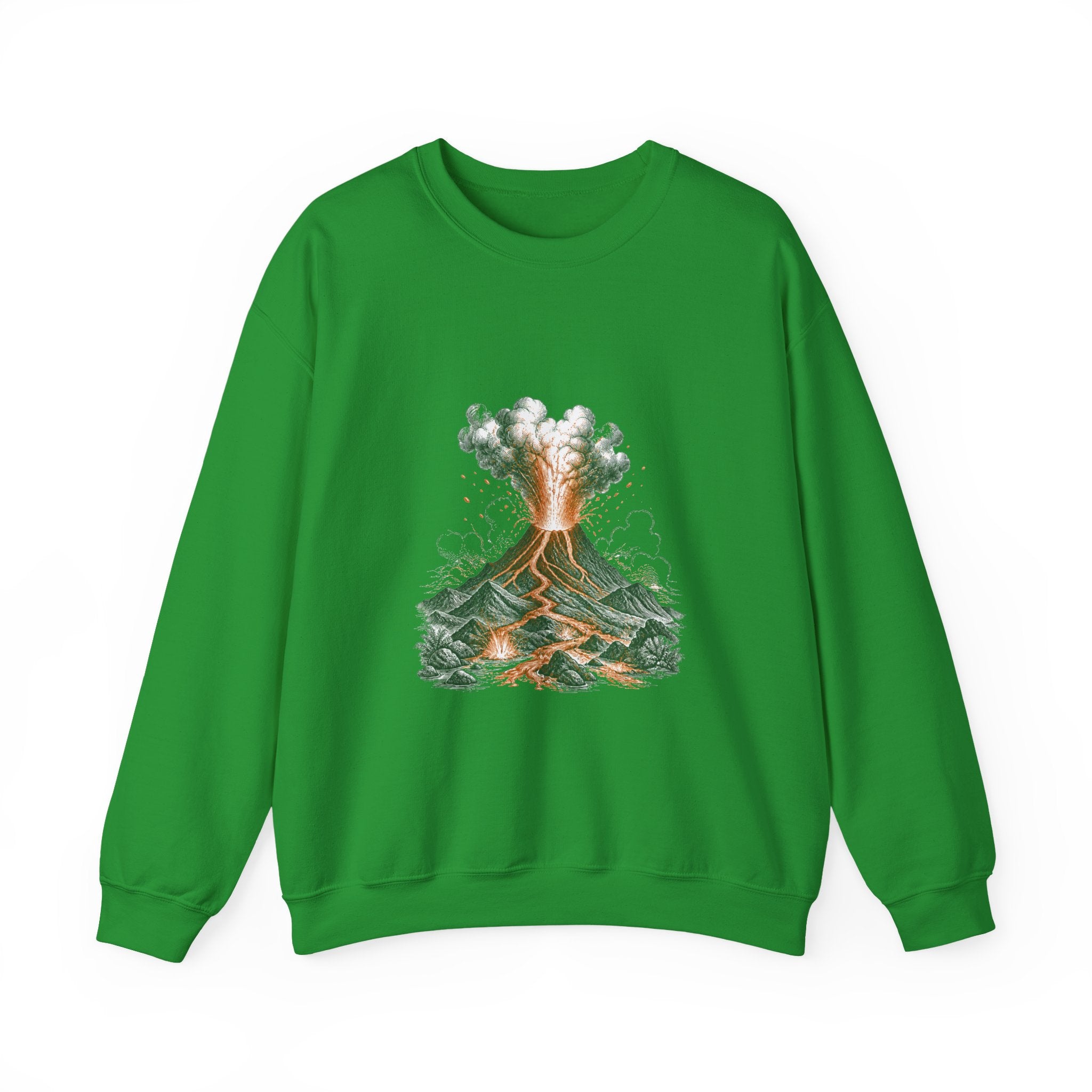 Matching Couple Sweatshirt - Volcano & Glacier Matching Couple Crewneck Sweatshirt Vintage Art His Hers Wedding Gift - Design A
