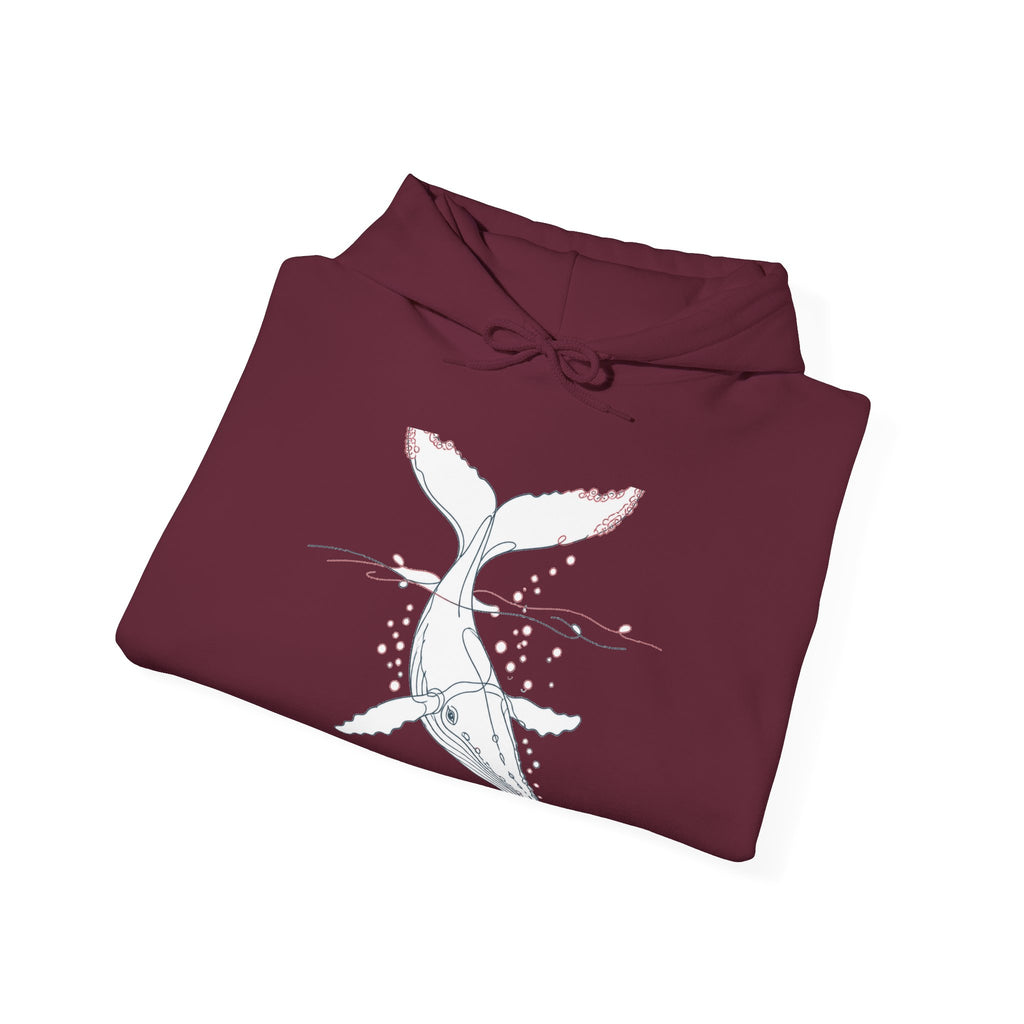Matching Couple Sweatshirt - Eagle & Whale Matching Couple Hooded Sweatshirt Minimalist Art His Hers Valentine Gift - Design B