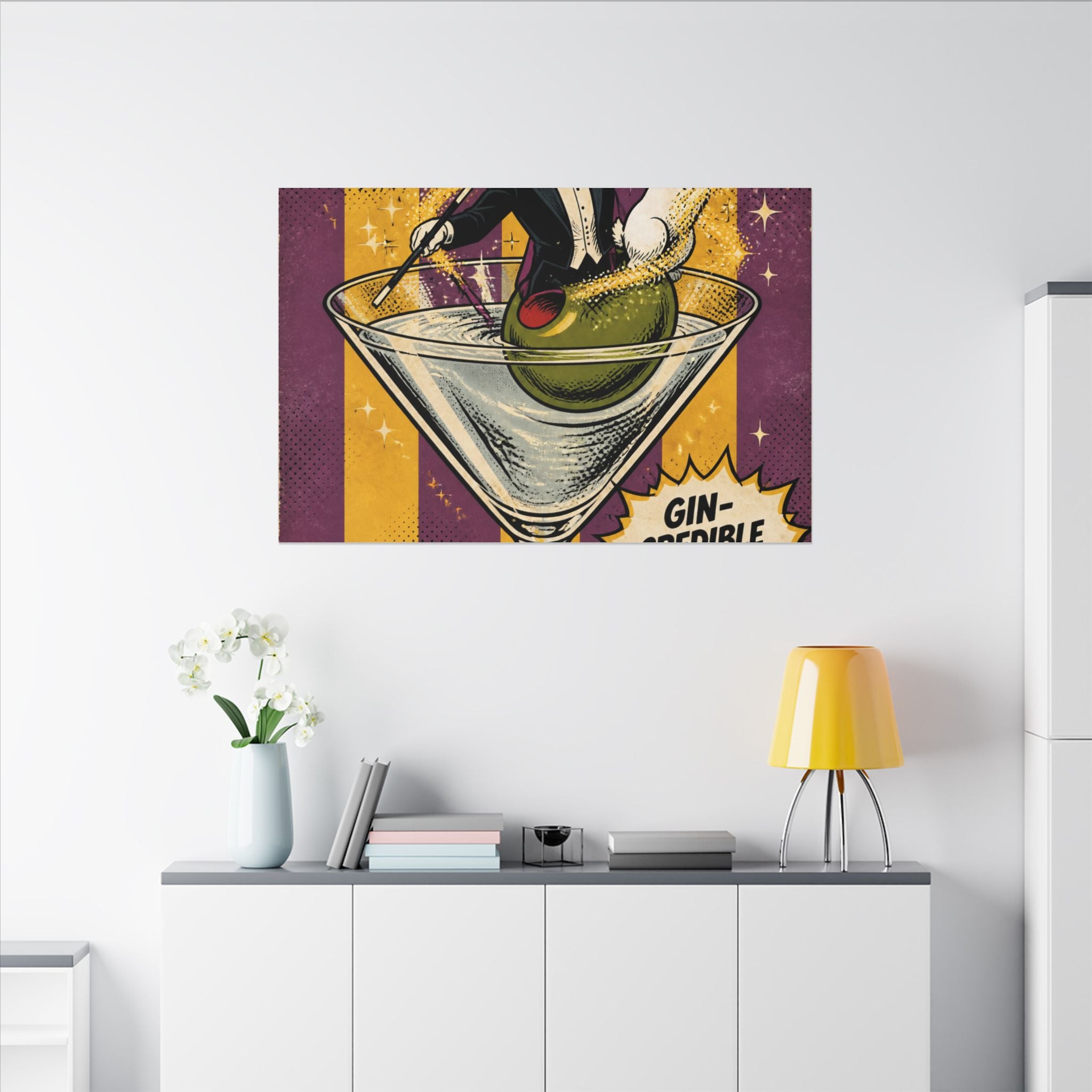 Martini Magician Wall Art Canvas 16×20 Pop Art Living Room Decor Maximalist Print