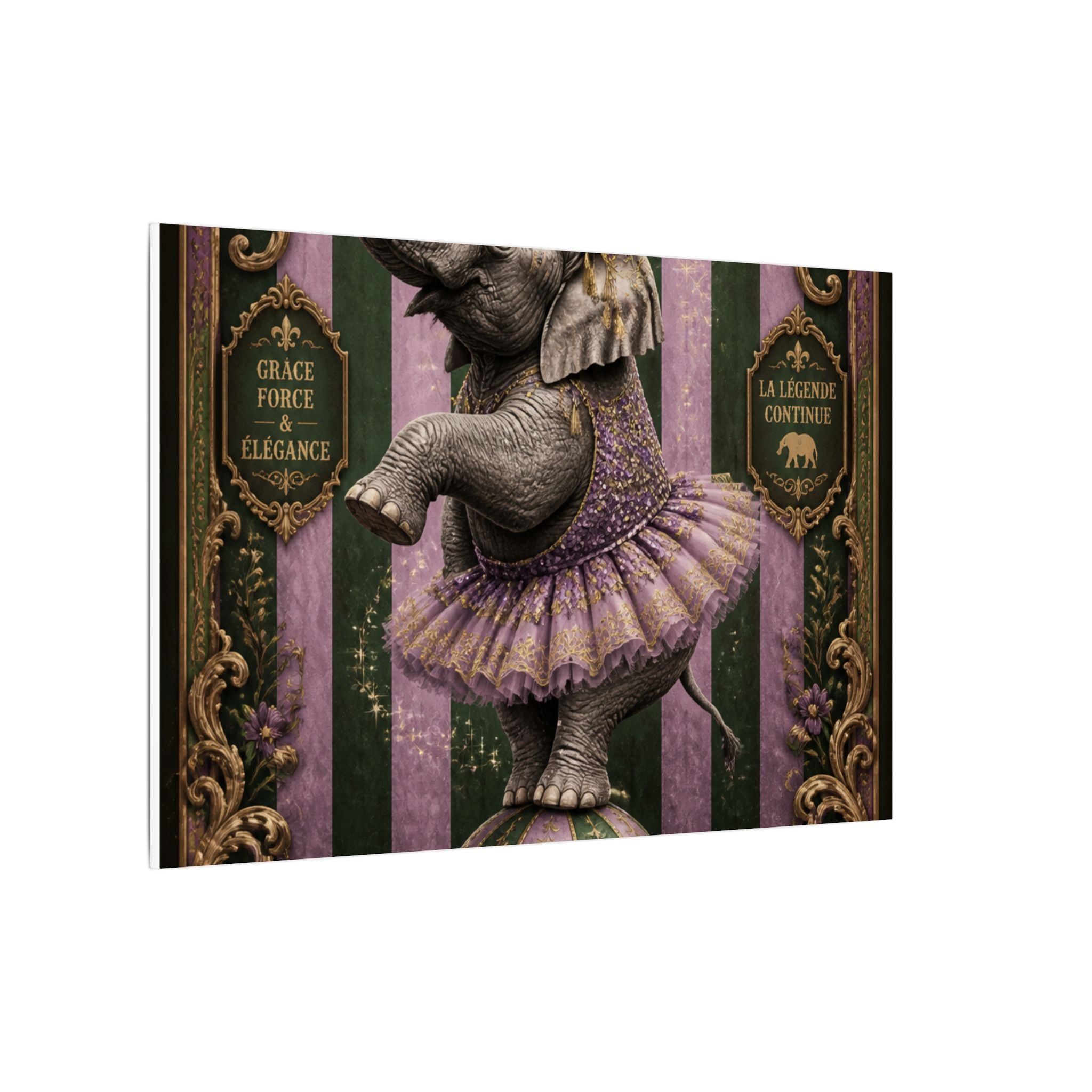 Elephant on Ball Wall Art Canvas 24×36 Baroque Studio Decor Maximalist Print