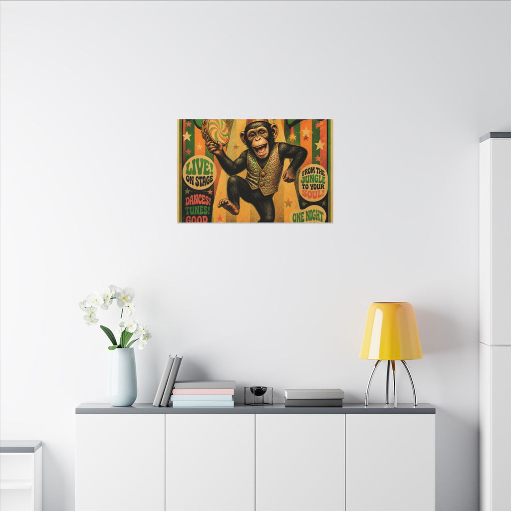 Dancing Monkey Wall Art Canvas 16×20 Psychedelic Cafe Decor Maximalist Print