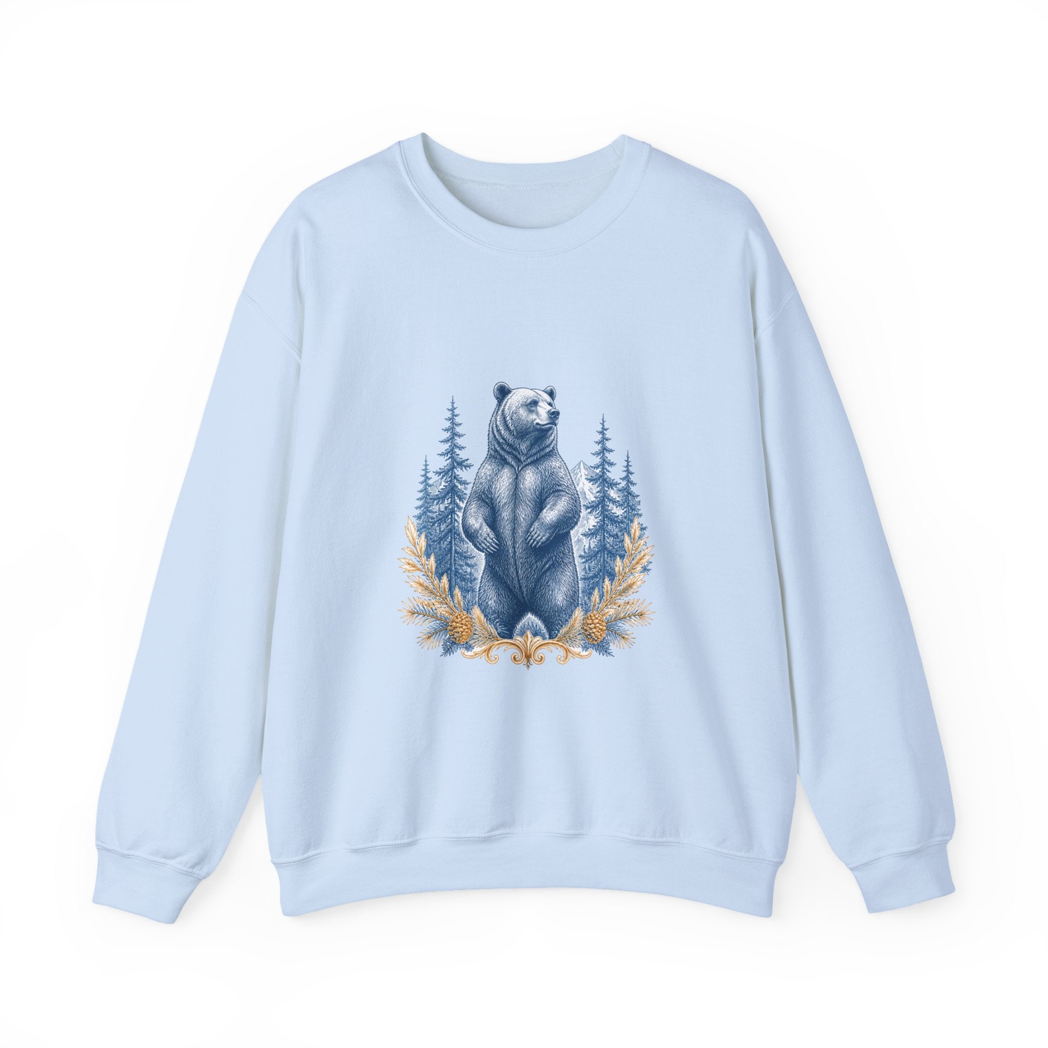 Matching Couple Sweatshirt - Bear & Deer Matching Couple Crewneck Sweatshirt Vintage Art His Hers Wedding Gift - Design A