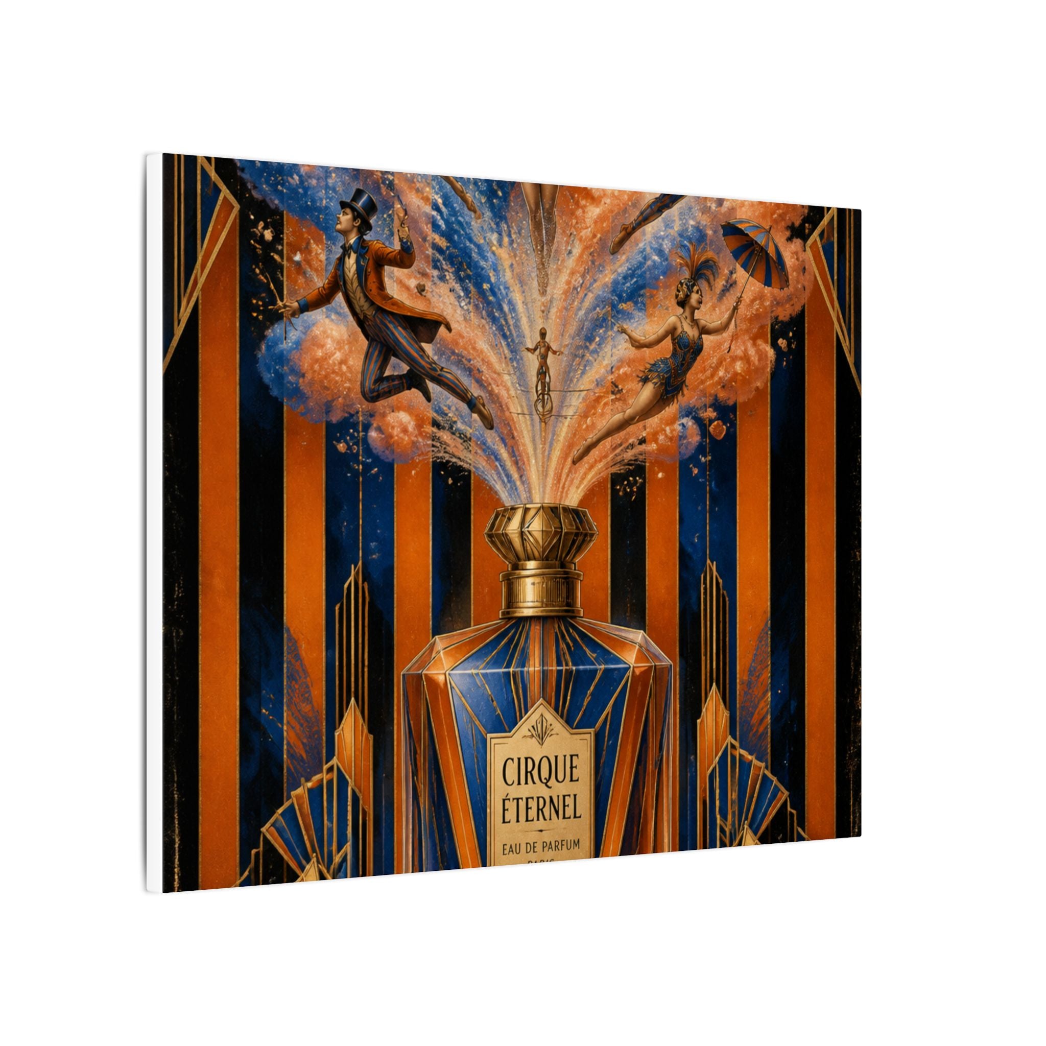 Perfume Bottle Fountain Wall Art Canvas 24×36 Art Deco Bar Area Decor Maximalist Print