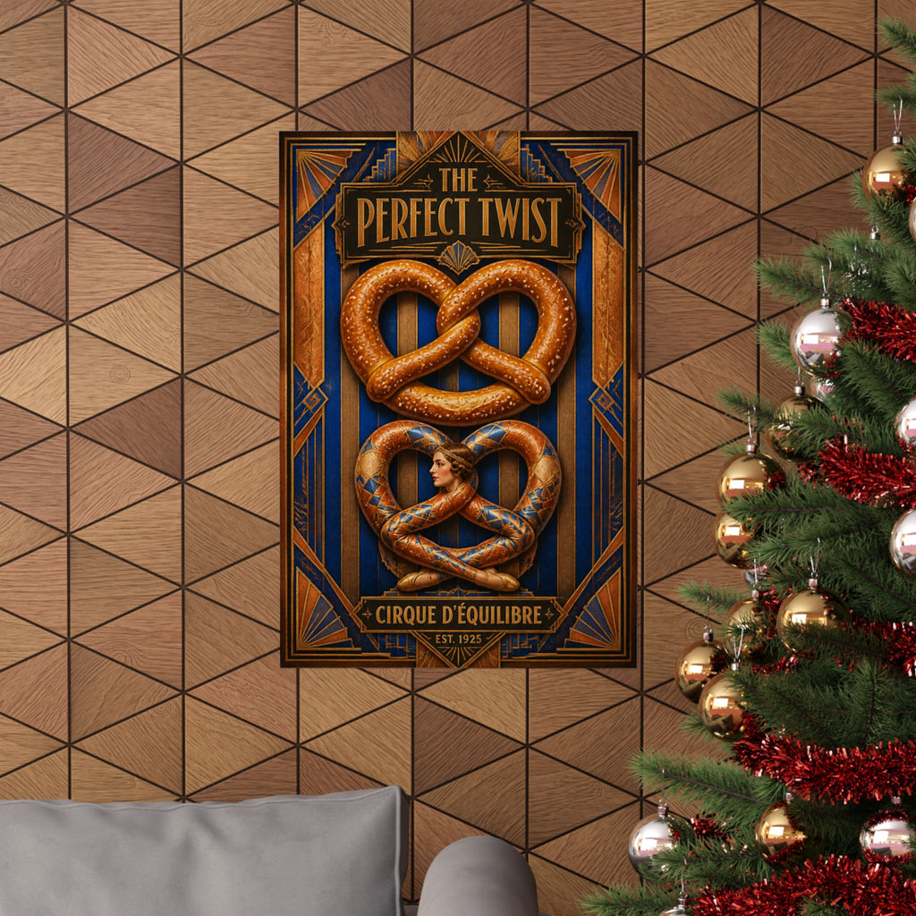 Pretzel Contortionist Wall Art Poster 18×24 Art Deco Entryway Decor Maximalist Print