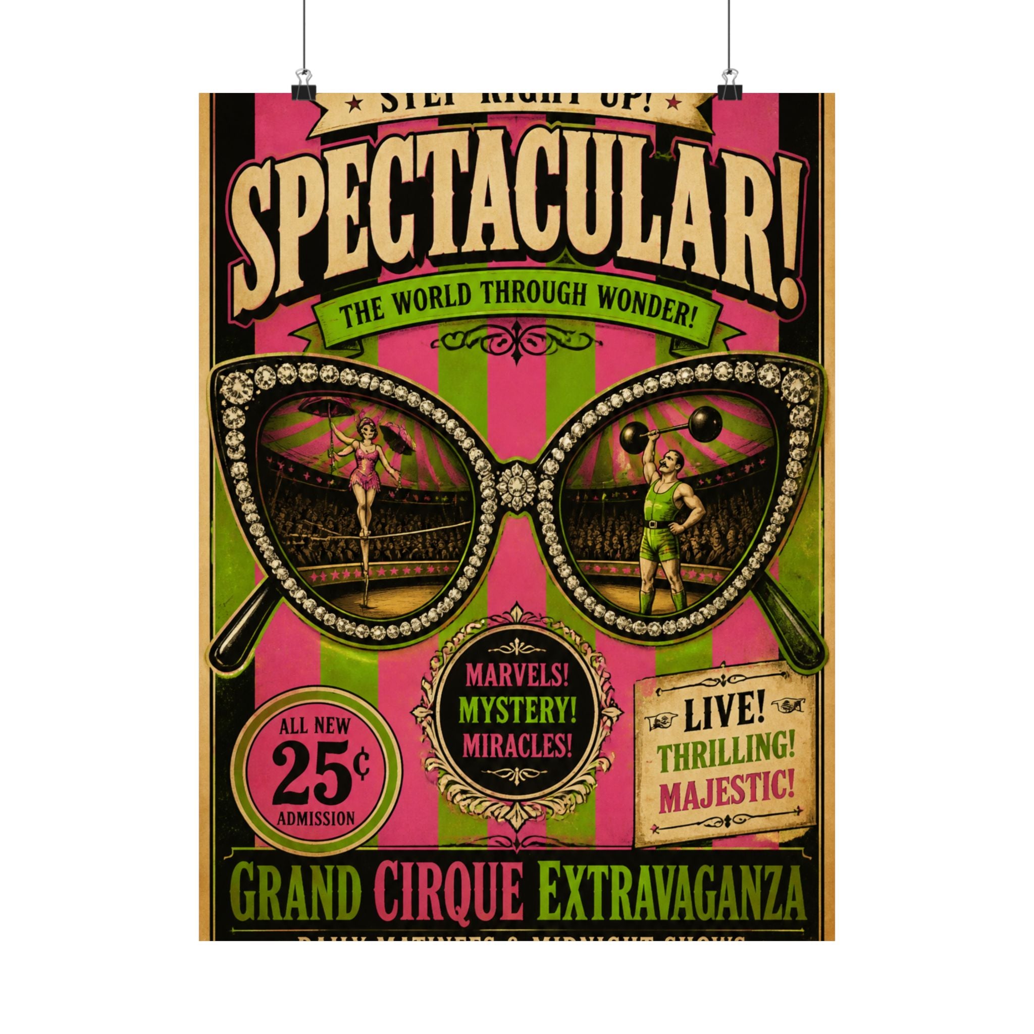 Sunglasses Circus Ring Wall Art Poster 24×36 Vintage Circus Bedroom Decor Maximalist Print