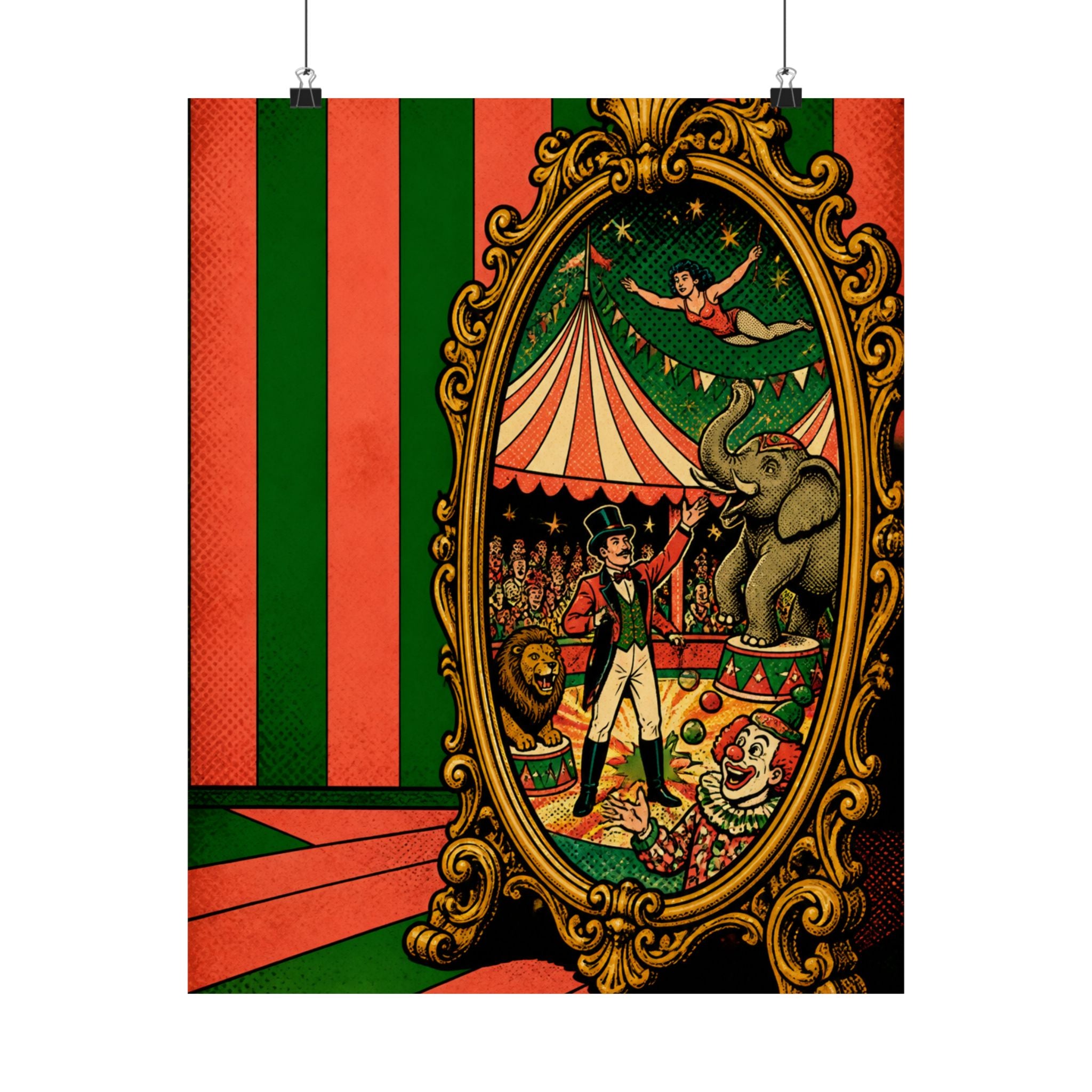 Vintage Mirror Circus Wall Art Poster 24×36 Pop Art Restaurant Decor Maximalist Print