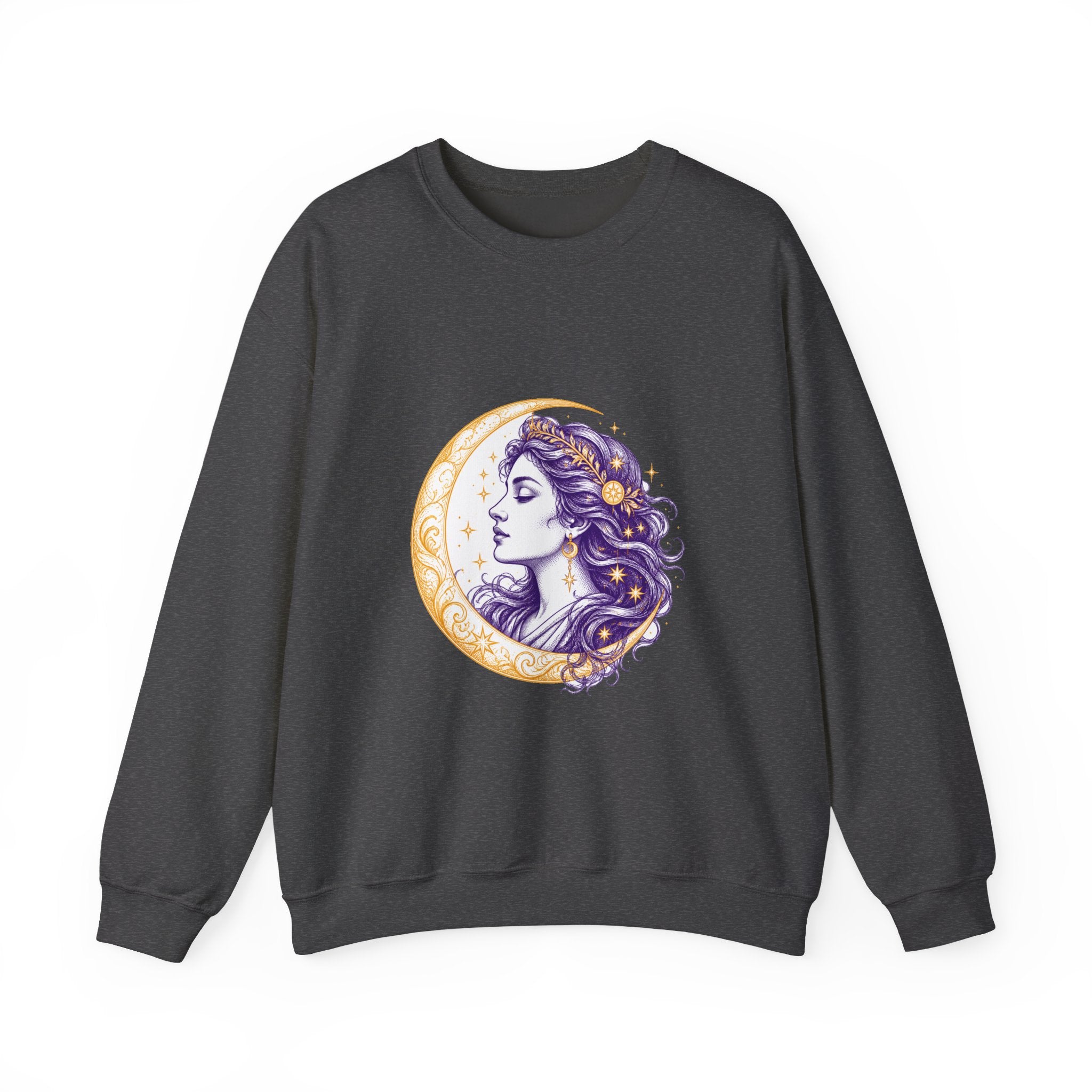 Matching Couple Sweatshirt - Helios & Selene Matching Couple Crewneck Sweatshirt Hand-Drawn Art His Hers Best Friend Gift - Design B