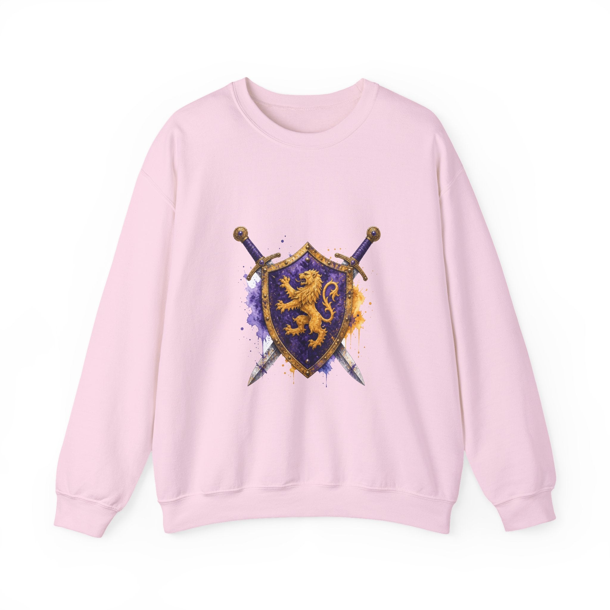 Matching Couple Sweatshirt - Crown & Shield Matching Couple Premium Fleece Sweatshirt Watercolor Art His Hers Birthday Gift - Design B