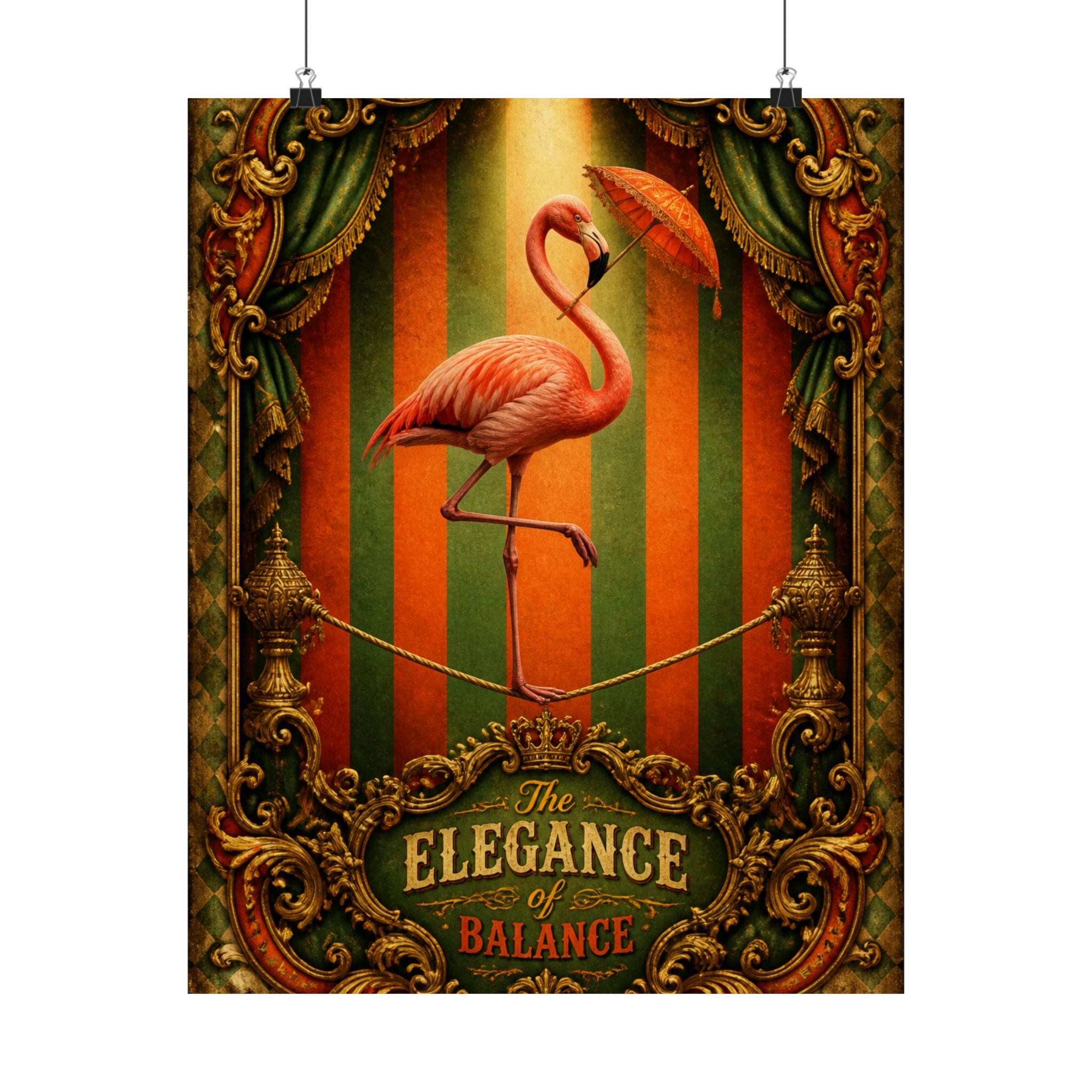 Flamingo Tightrope Wall Art Poster 18×24 Baroque Home Office Decor Maximalist Print