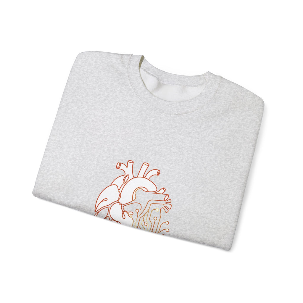 Matching Couple Sweatshirt - Robot & Heart Matching Couple Crewneck Sweatshirt Minimalist Art His Hers Valentine Gift - Design B