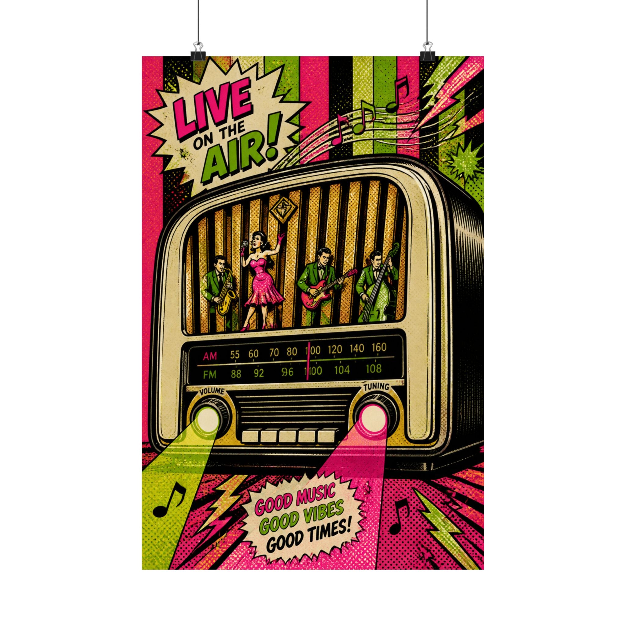 Vintage Radio Stage Wall Art Poster 24×36 Pop Art Restaurant Decor Maximalist Print